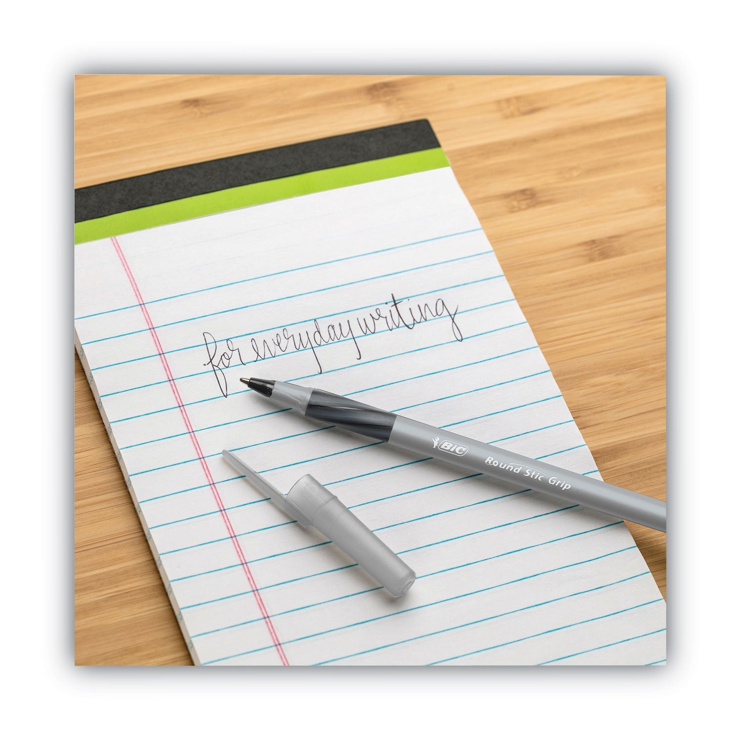 BIC® Round Stic Grip Xtra Comfort Ballpoint Pen Value Pack, Easy-Glide, Stick, Medium 1.2mm, Black Ink, Gray/Black Barrel, 36/Pack