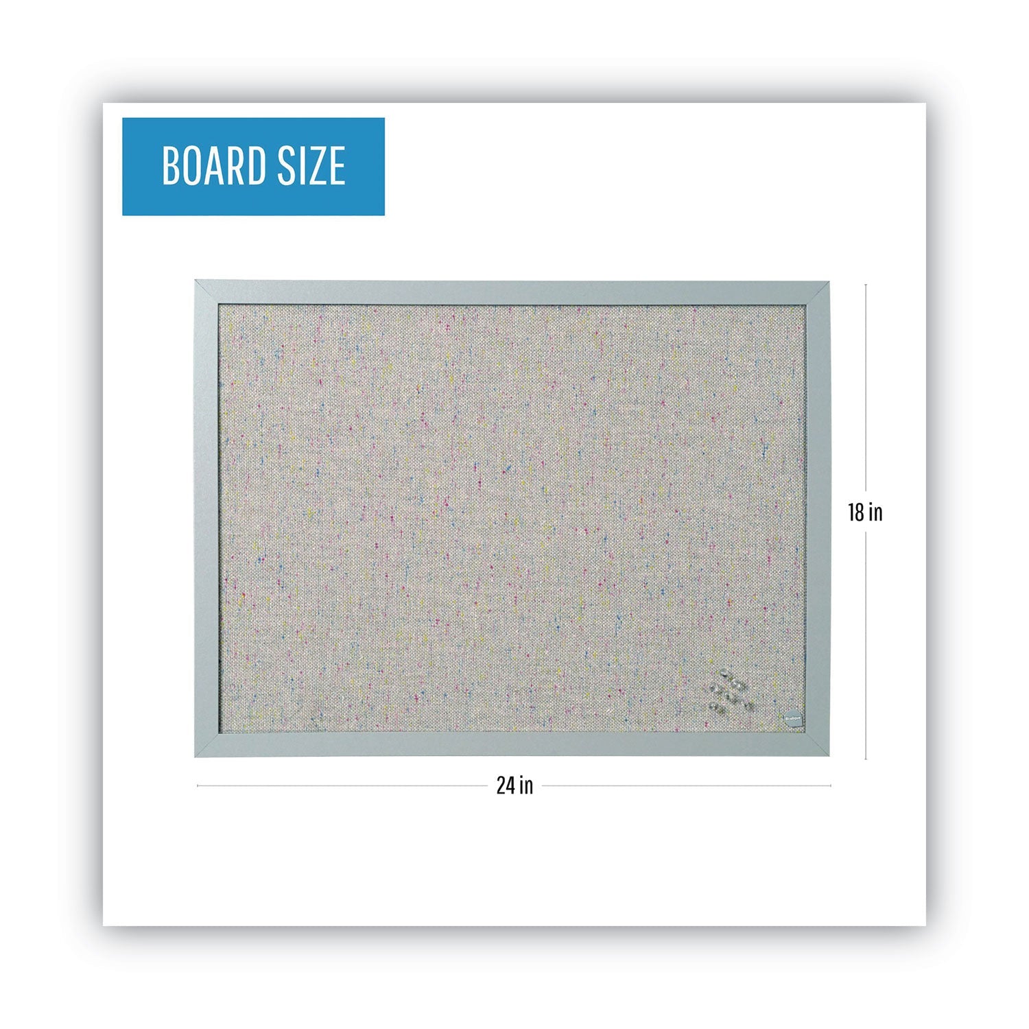 MasterVision® Designer Fabric Bulletin Board, 24" x 18", Gray Surface, Gray Fiberboard (MDF) Frame