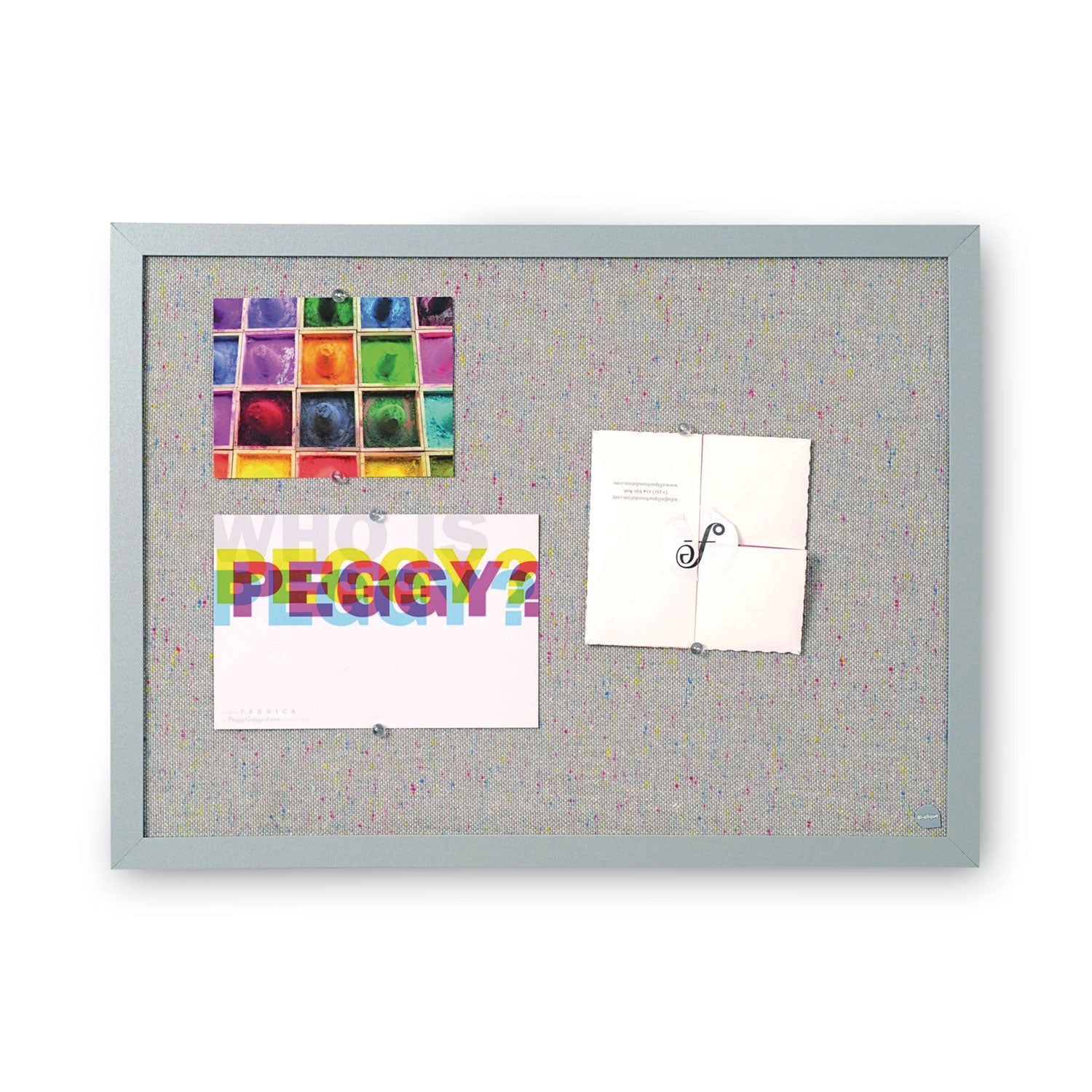 MasterVision® Designer Fabric Bulletin Board, 24" x 18", Gray Surface, Gray Fiberboard (MDF) Frame