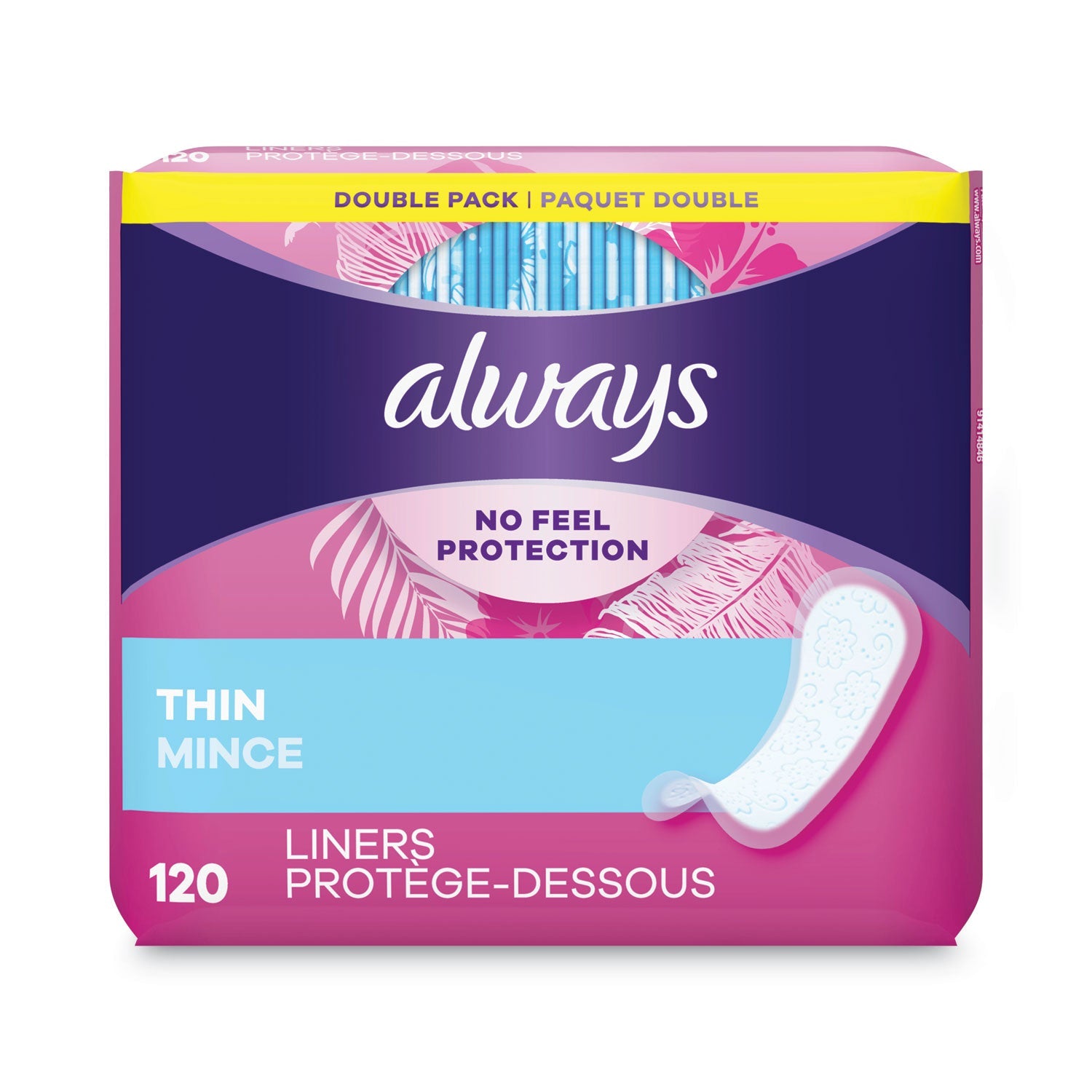 Always® Thin Daily Panty Liners, Regular, 120/pack