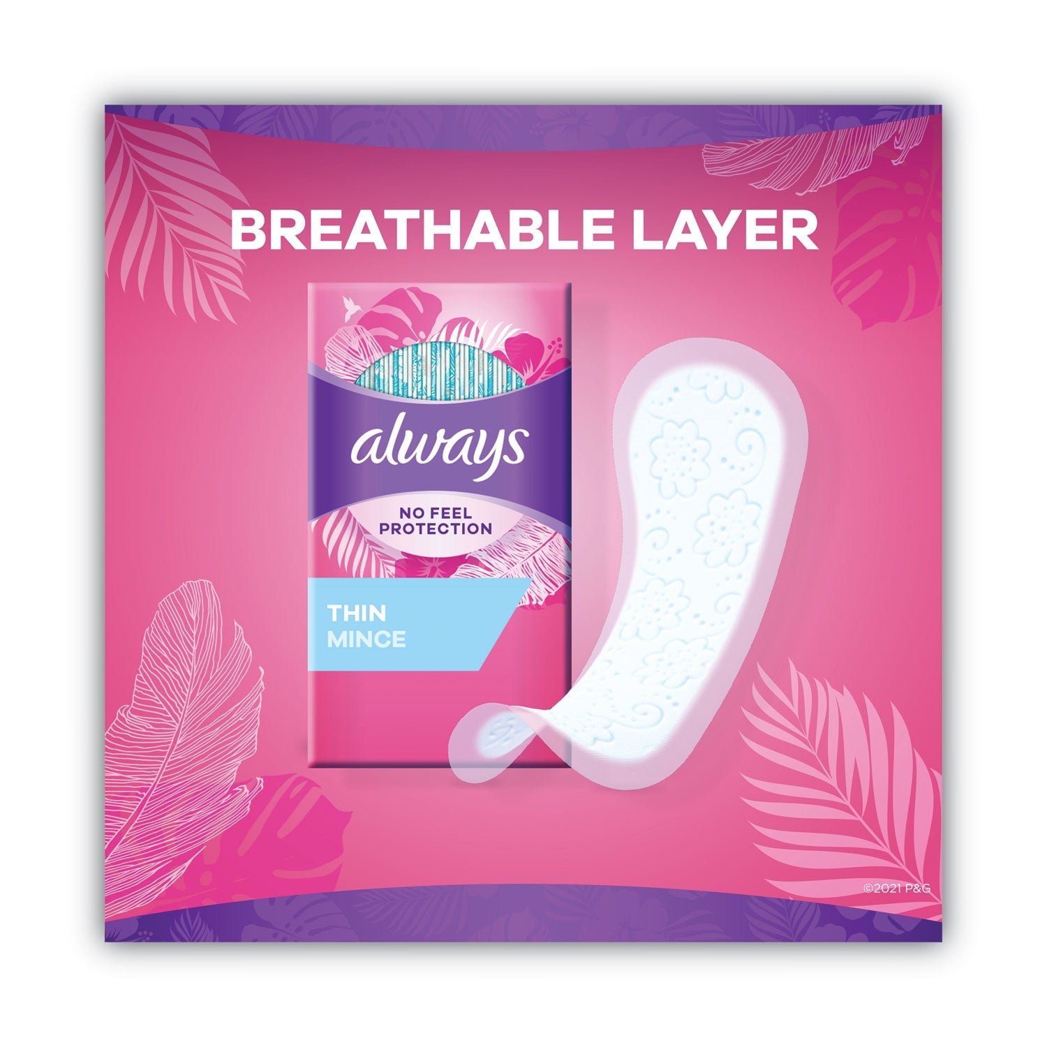 Always® Thin Daily Panty Liners, Regular, 120/pack