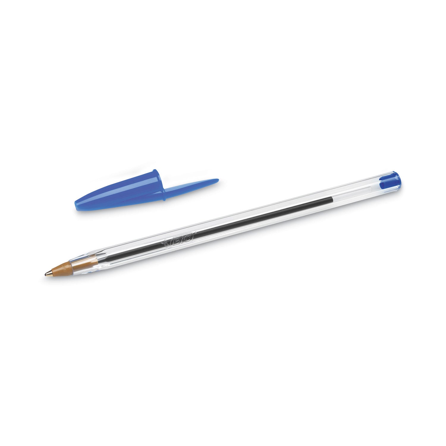 BIC® Cristal Xtra Smooth Ballpoint Pen, Stick, Medium 1 Mm, Blue Ink, Clear Barrel, Dozen
