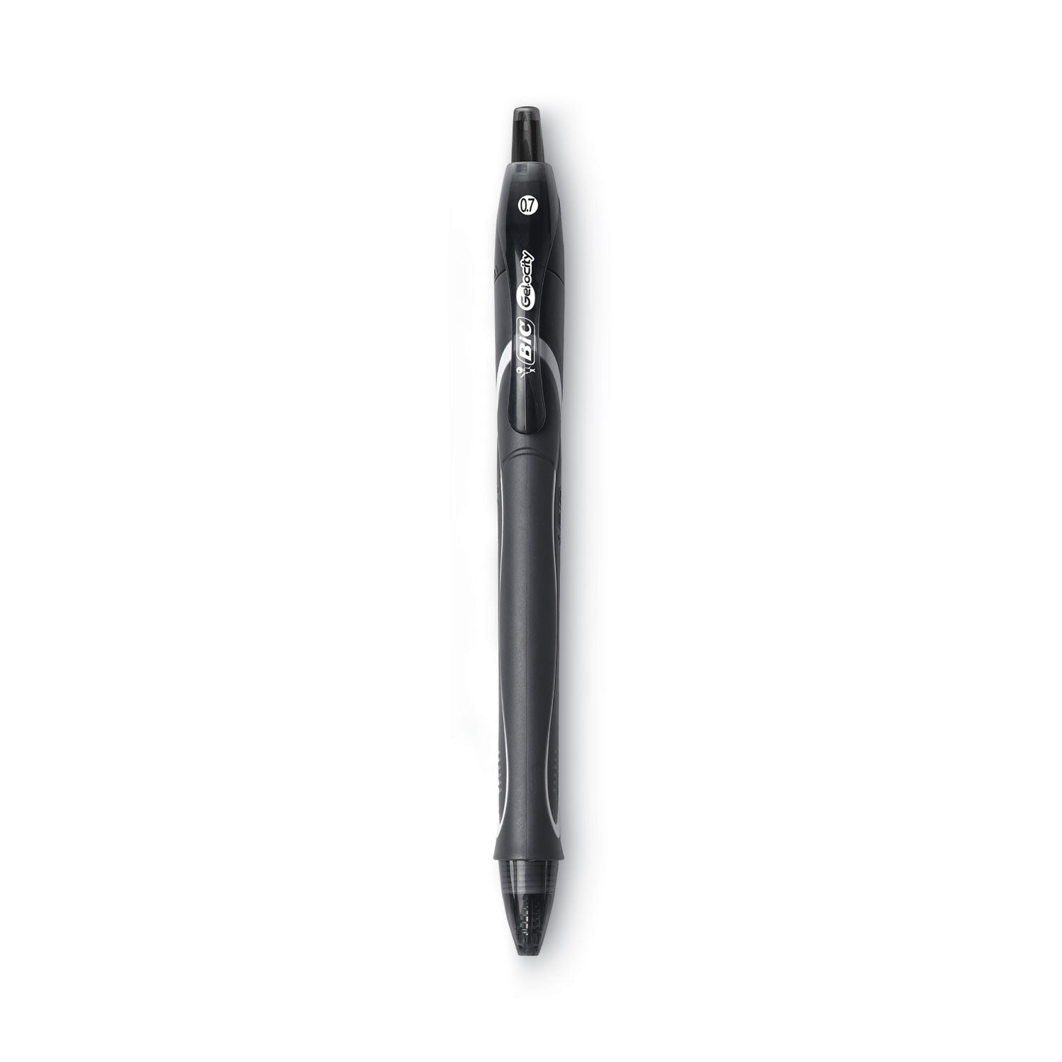 BIC® Gel-Ocity Quick Dry Gel Pen, Retractable, Medium 0.7 Mm, Black Ink, Black Barrel, Dozen