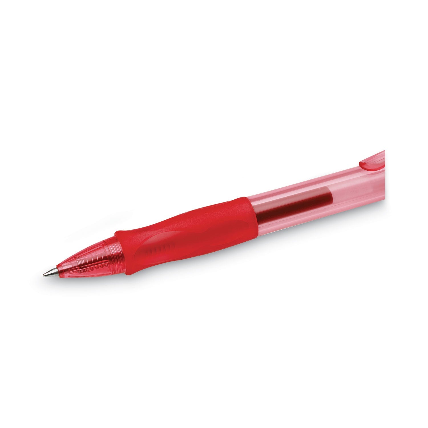 BIC® Gel-Ocity Gel Pen, Retractable, Medium 0.7 Mm, Red Ink, Translucent Red Barrel, Dozen