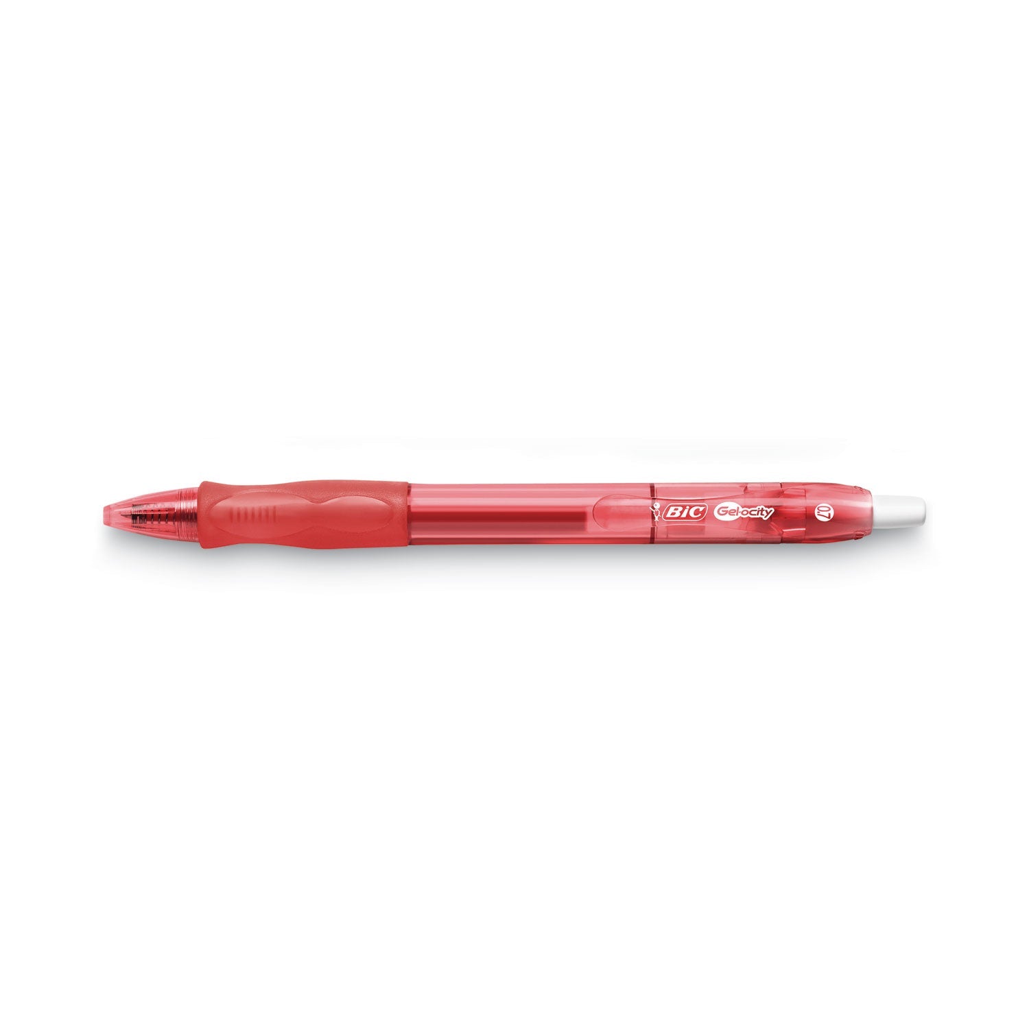 BIC® Gel-Ocity Gel Pen, Retractable, Medium 0.7 Mm, Red Ink, Translucent Red Barrel, Dozen