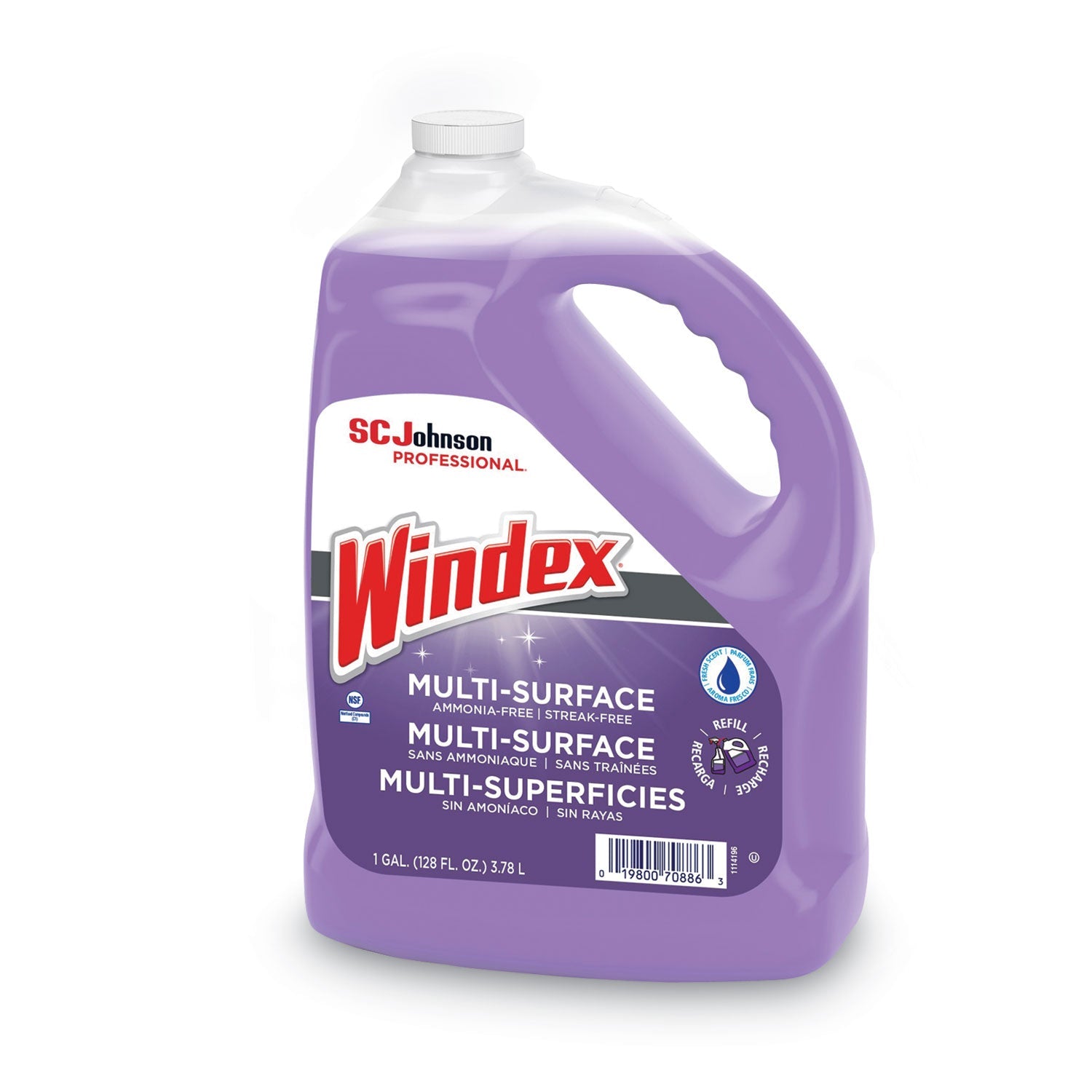 Windex® Non-Ammoniated Glass/multi Surface Cleaner, Pleasant Scent, 128 Oz Bottle, 4/ct