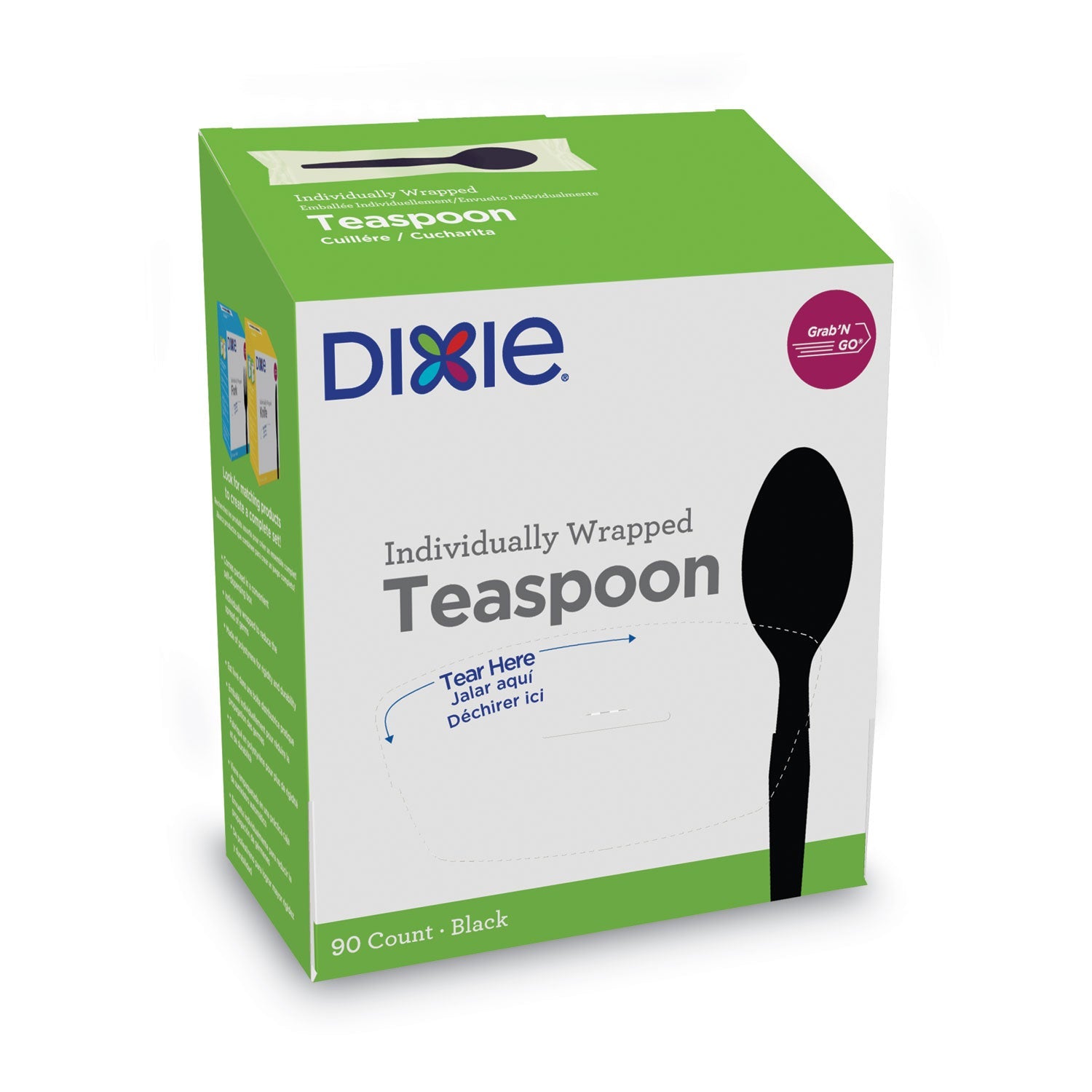 Grab'N Go Wrapped Spoons | Black, 90/Box, Dixie®