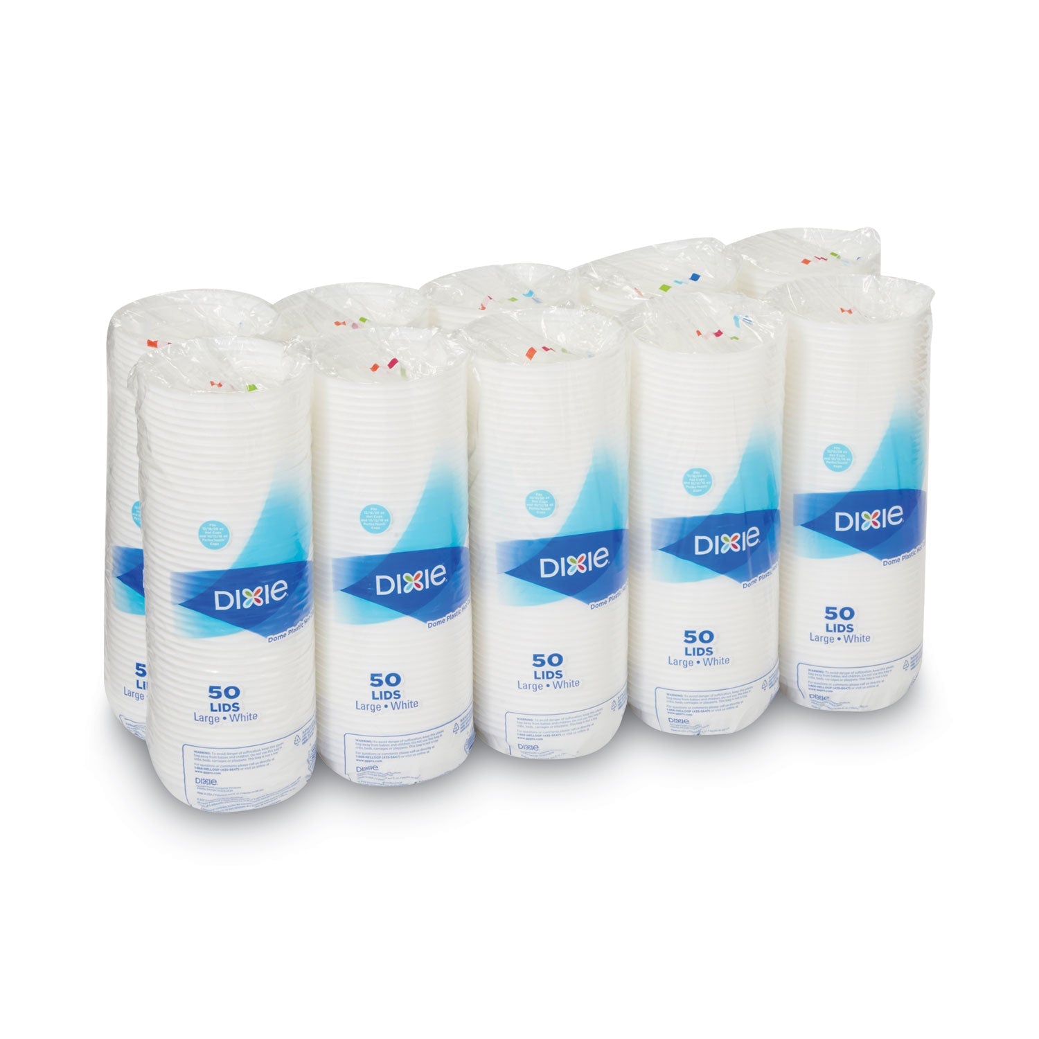 Dixie® Dome Lid, Fits 10 oz to 16 oz PerfecTouch Hot Cups/12 oz to 20 oz WiseSize Hot Cups, Plastic, White, 500/Carton