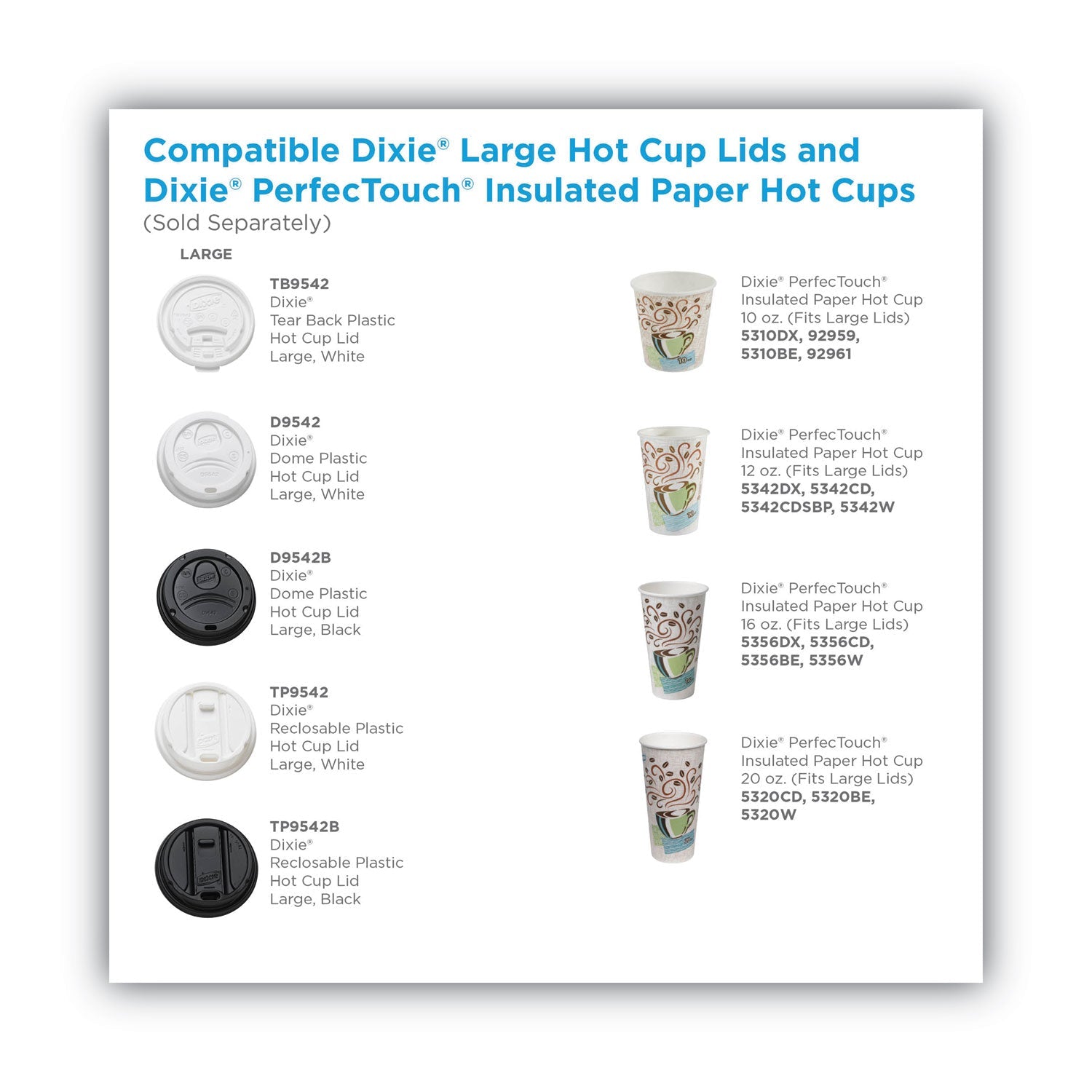 Dixie® Dome Drink-Thru Lids, Fits 10 oz to 20 oz Dixie Hot Cups, Plastic, White, 100/Pack