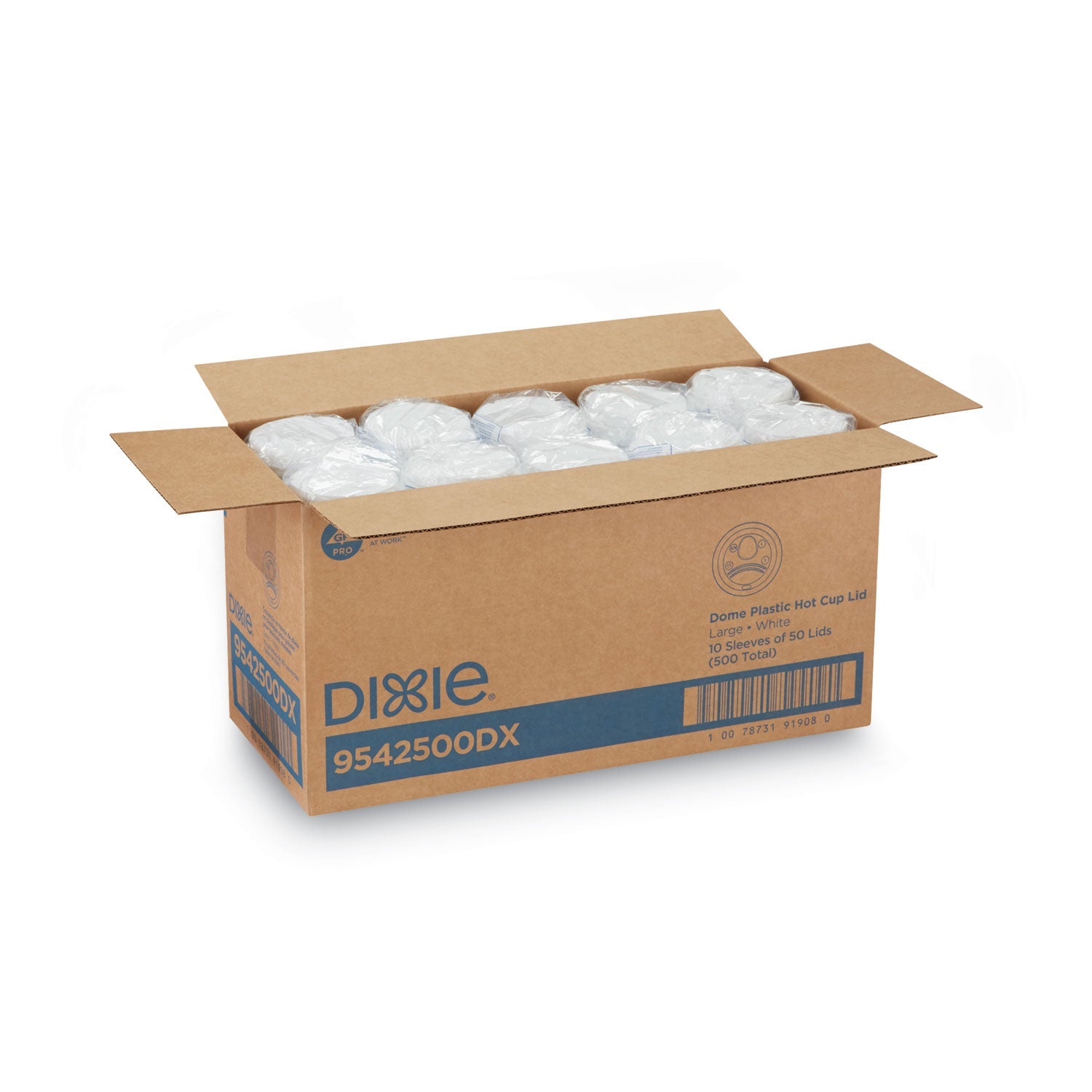 Dixie® Dome Lid, Fits 10 oz to 16 oz PerfecTouch Hot Cups/12 oz to 20 oz WiseSize Hot Cups, Plastic, White, 500/Carton