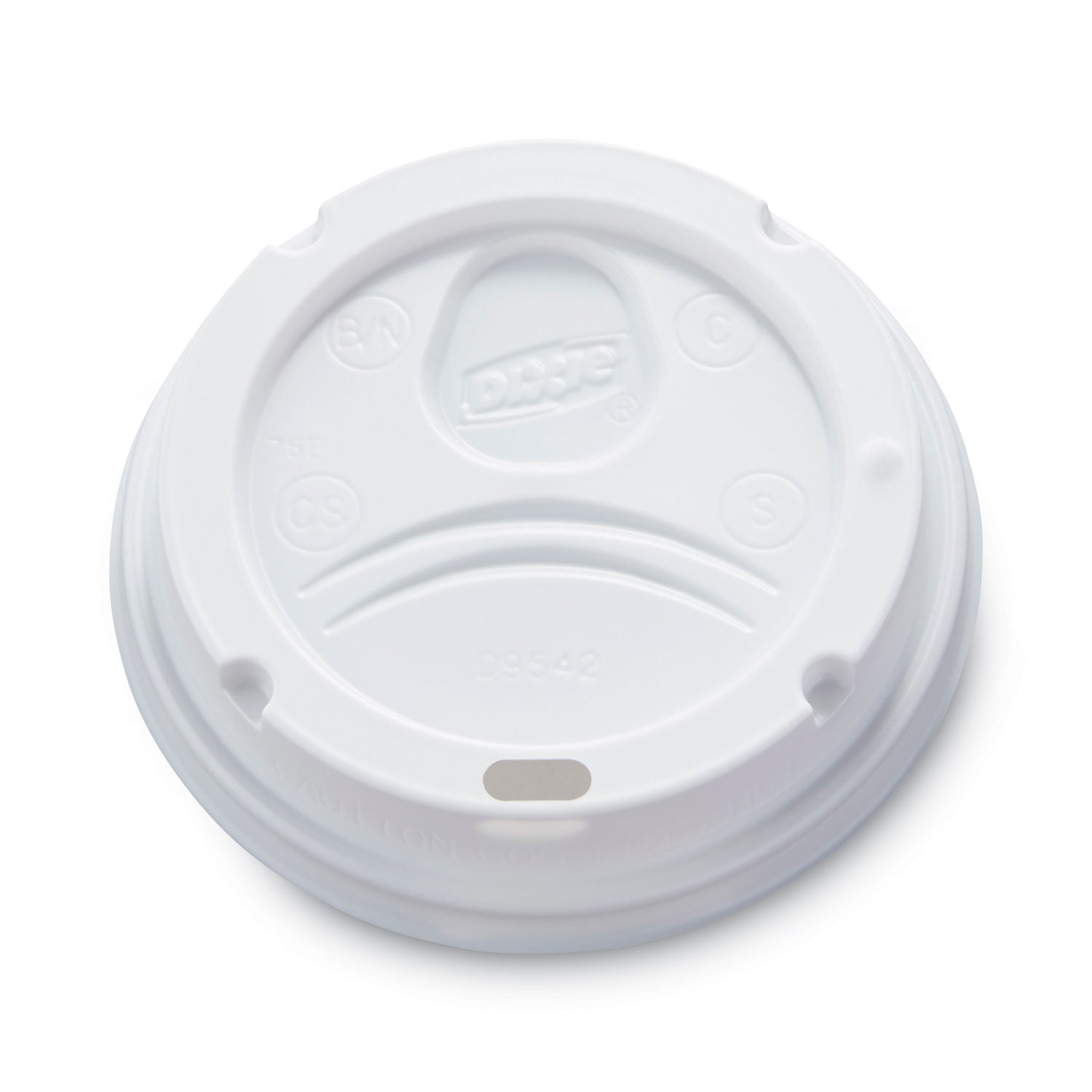 Dixie® Dome Lid, Fits 10 oz to 16 oz PerfecTouch Hot Cups/12 oz to 20 oz WiseSize Hot Cups, Plastic, White, 500/Carton