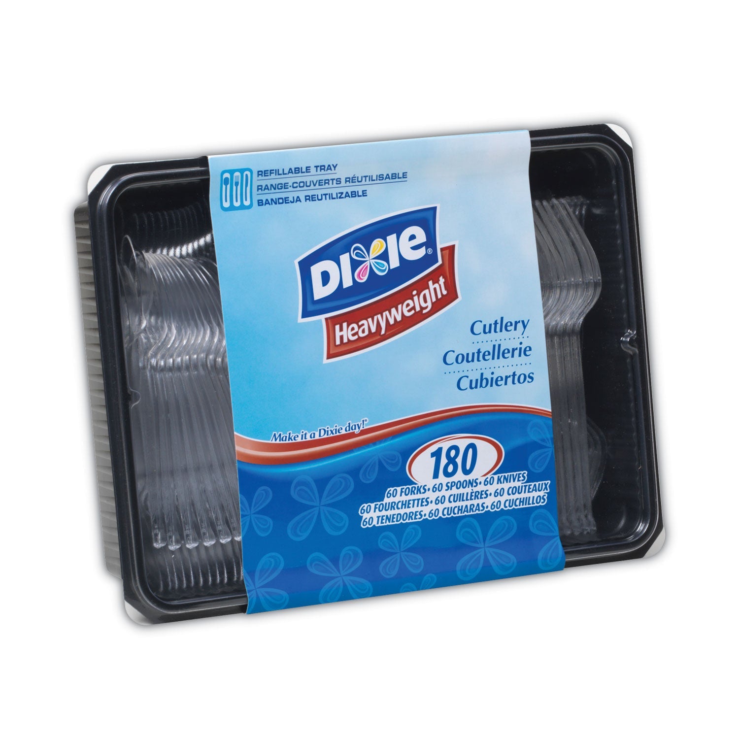 Cutlery Keeper Tray with Clear Plastic Utensils