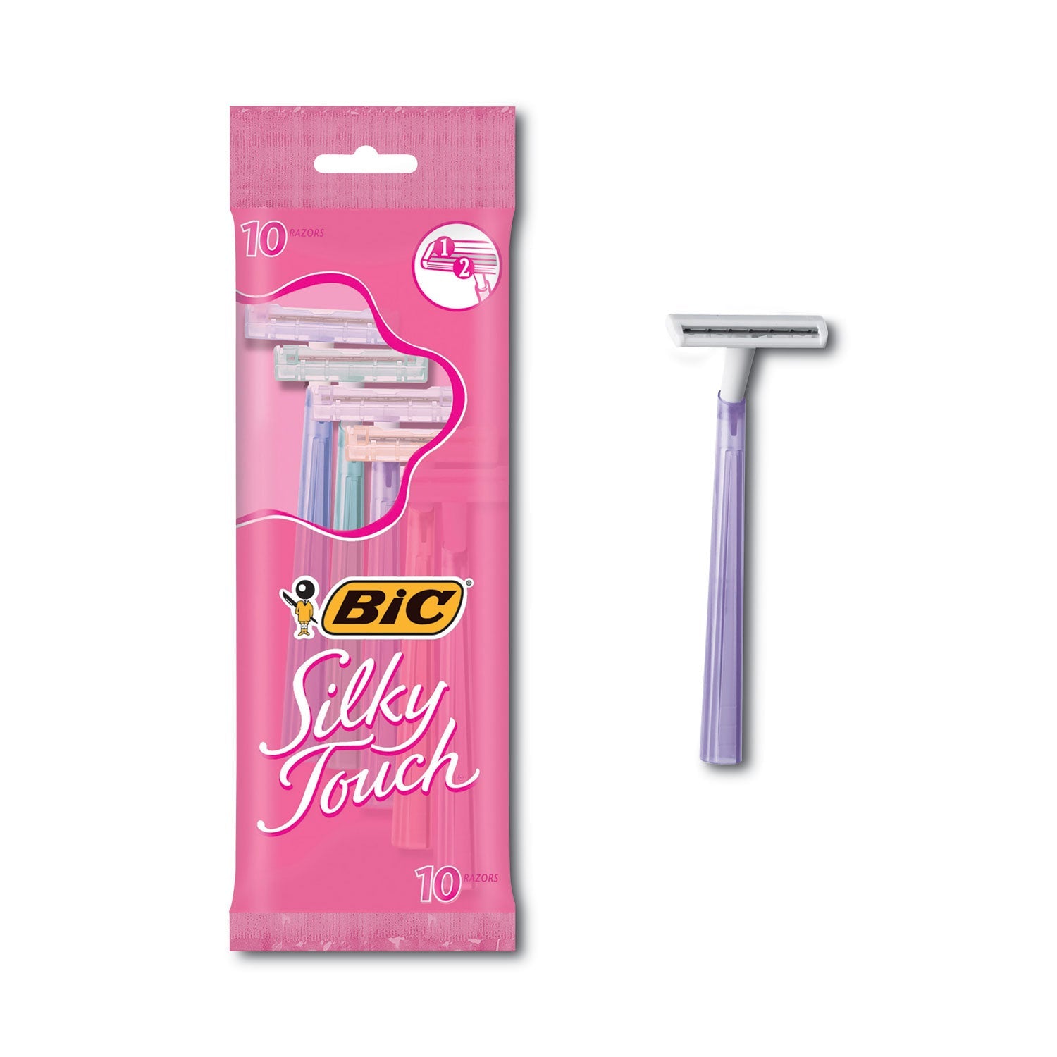 BIC® Silky Touch Women's Disposable Razor, 2 Blades, Assorted Colors, 10/pack