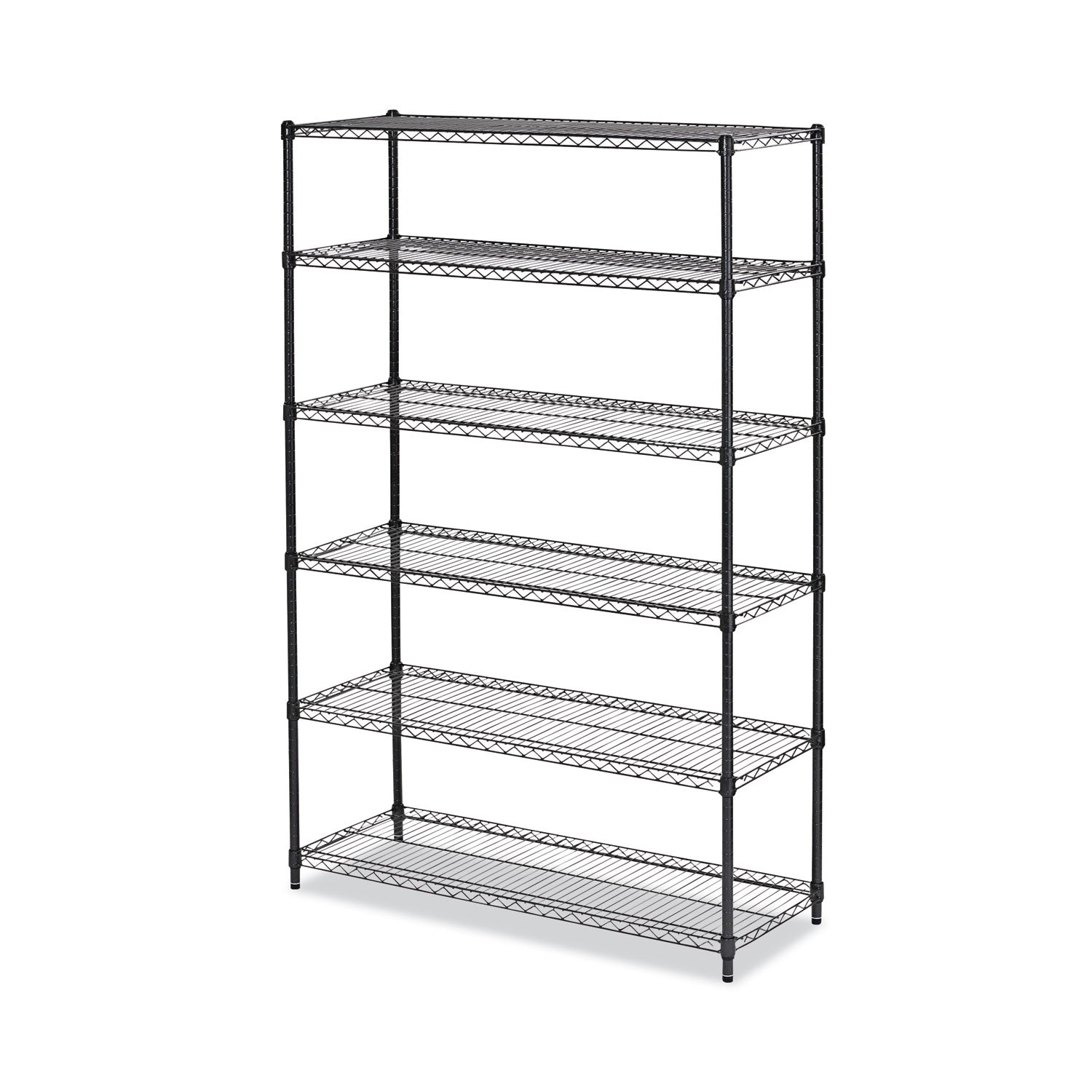Alera® Nsf Certified 6-Shelf Wire Shelving Kit, 48w X 18d X 72h, Black Anthracite