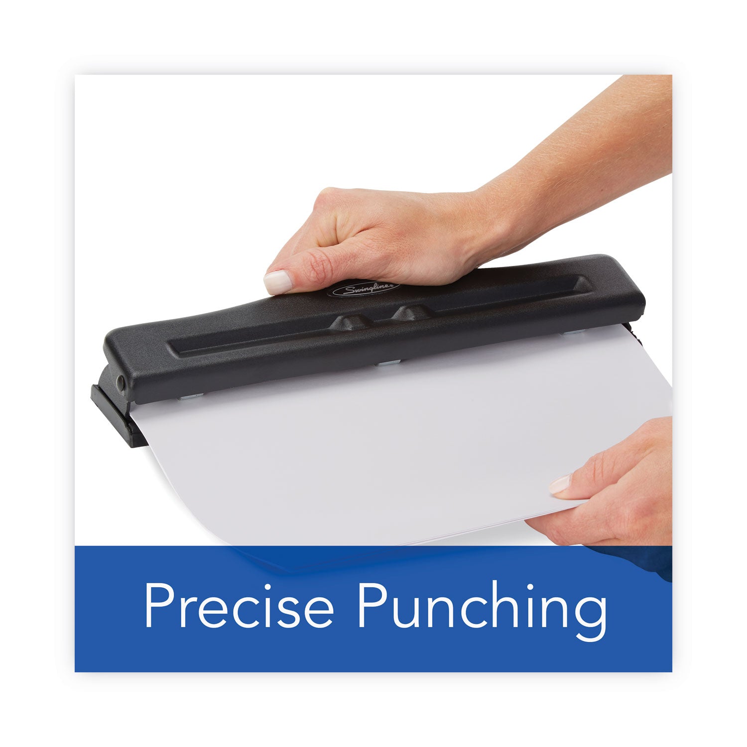 Swingline® 11-Sheet Commercial Adjustable Desktop Two- To Three-Hole Punch, 9/32" Holes, Black