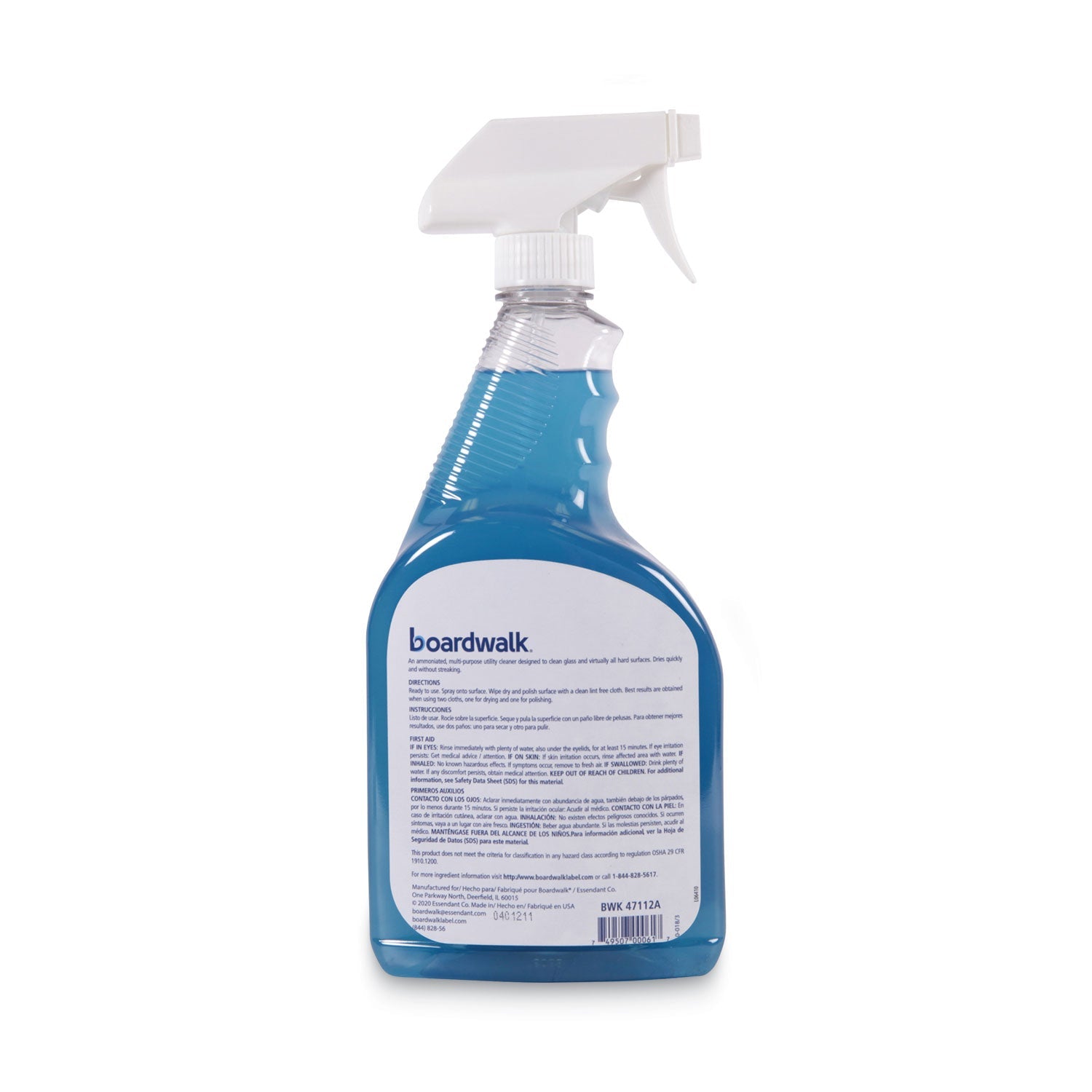 Boardwalk® Industrial Strength Glass Cleaner with Ammonia, Unscented, 32 oz Trigger Spray Bottle
