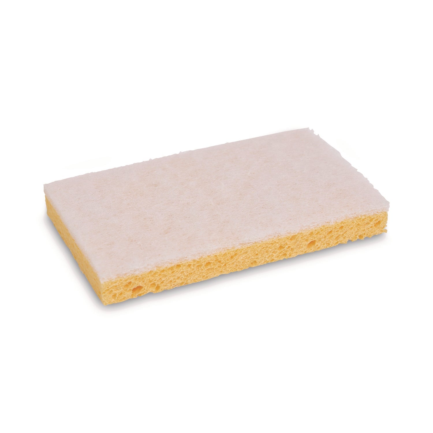 Boardwalk® Light-Duty Scrubbing Sponge, Individually Wrapped, 3.6 x 6.1, 0.7" Thick, Yellow/White, 20/Carton
