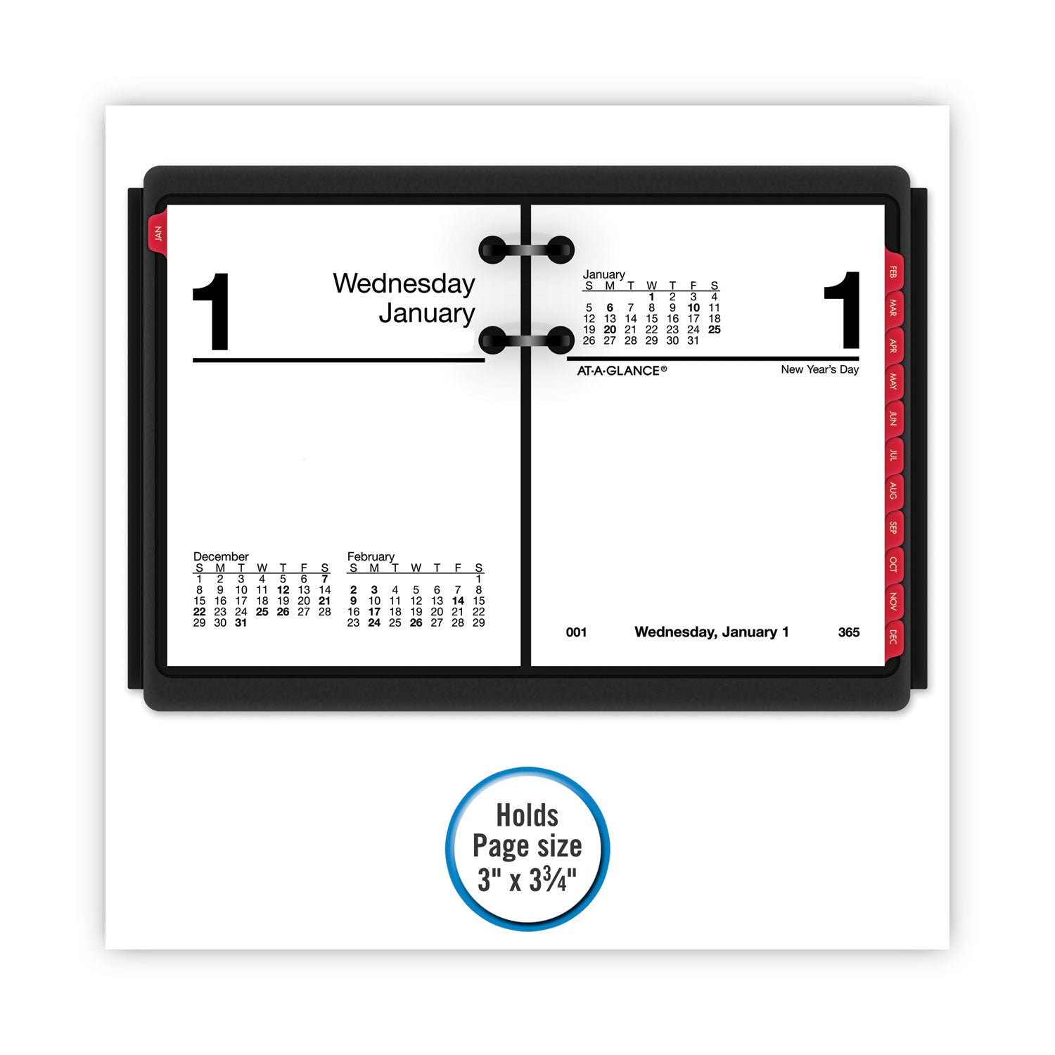 AT-A-GLANCE® Desk Calendar Base for Loose-Leaf Refill, 3 x 3.75, Black