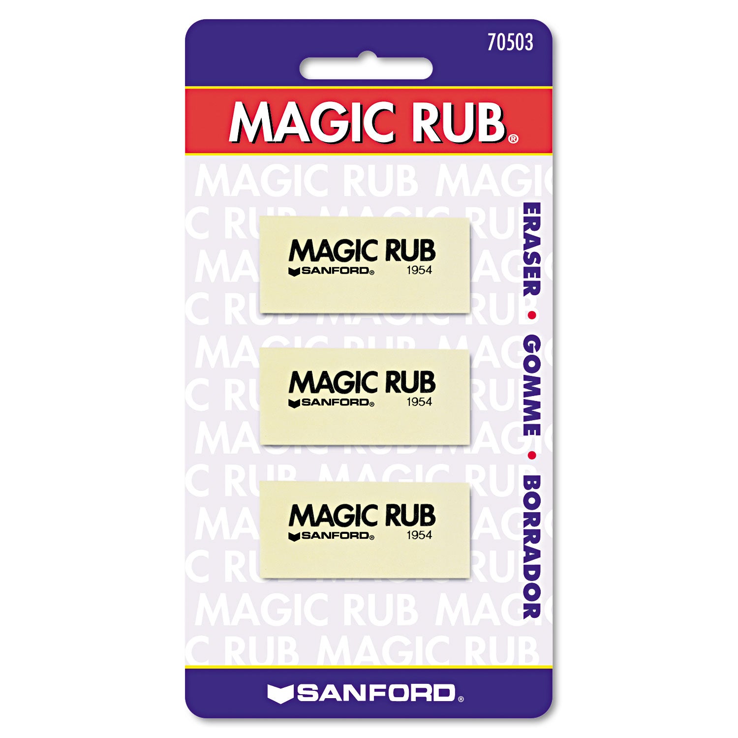 Prismacolor® MAGIC RUB ERASER, FOR PENCIL/INK MARKS, RECTANGULAR BLOCK, MEDIUM, OFF WHITE, 3/PACK