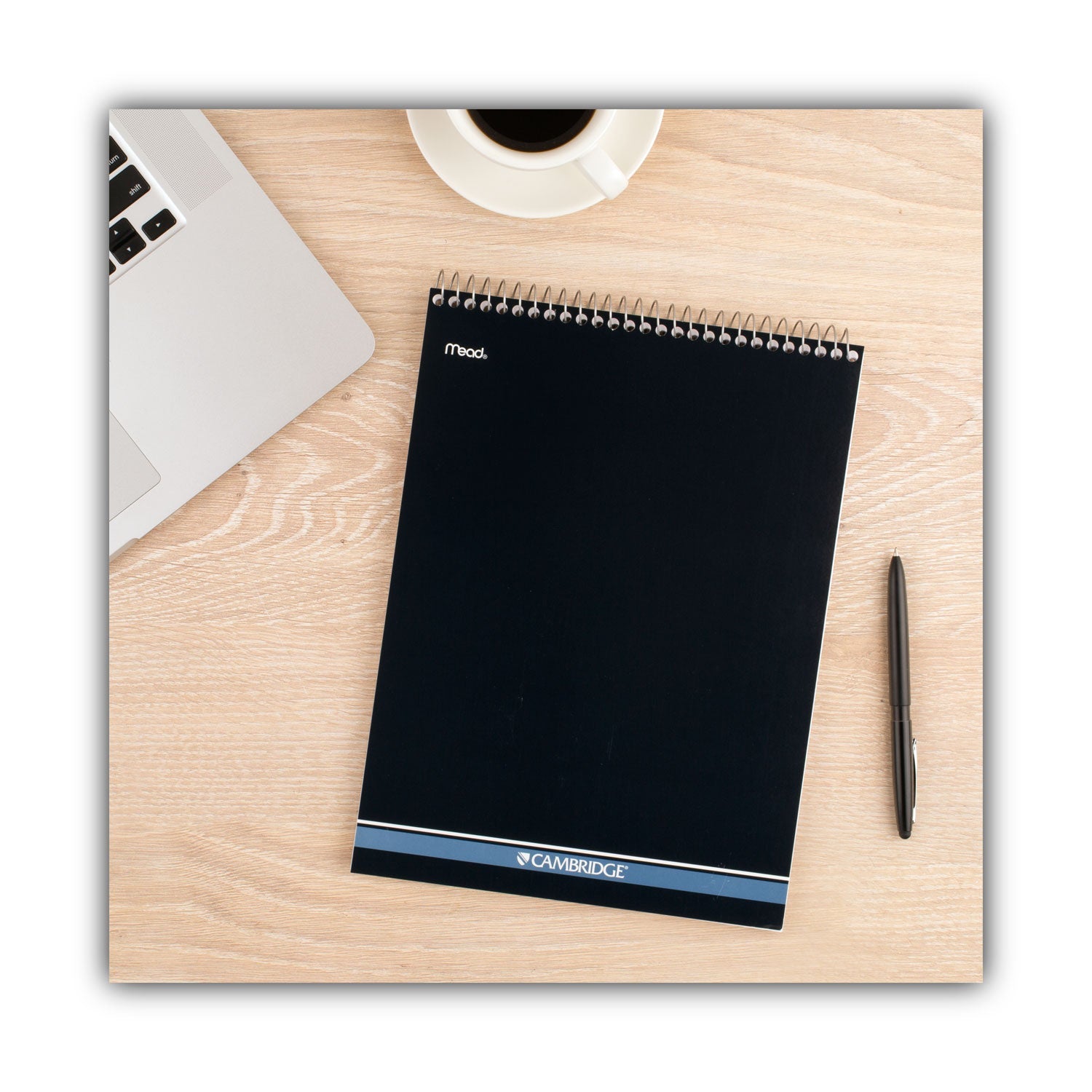 Cambridge® Stiff-Back Wire Bound Notepad, Medium/college Rule, Navy Cover, 70 White 8.5 X 11.5 Sheets