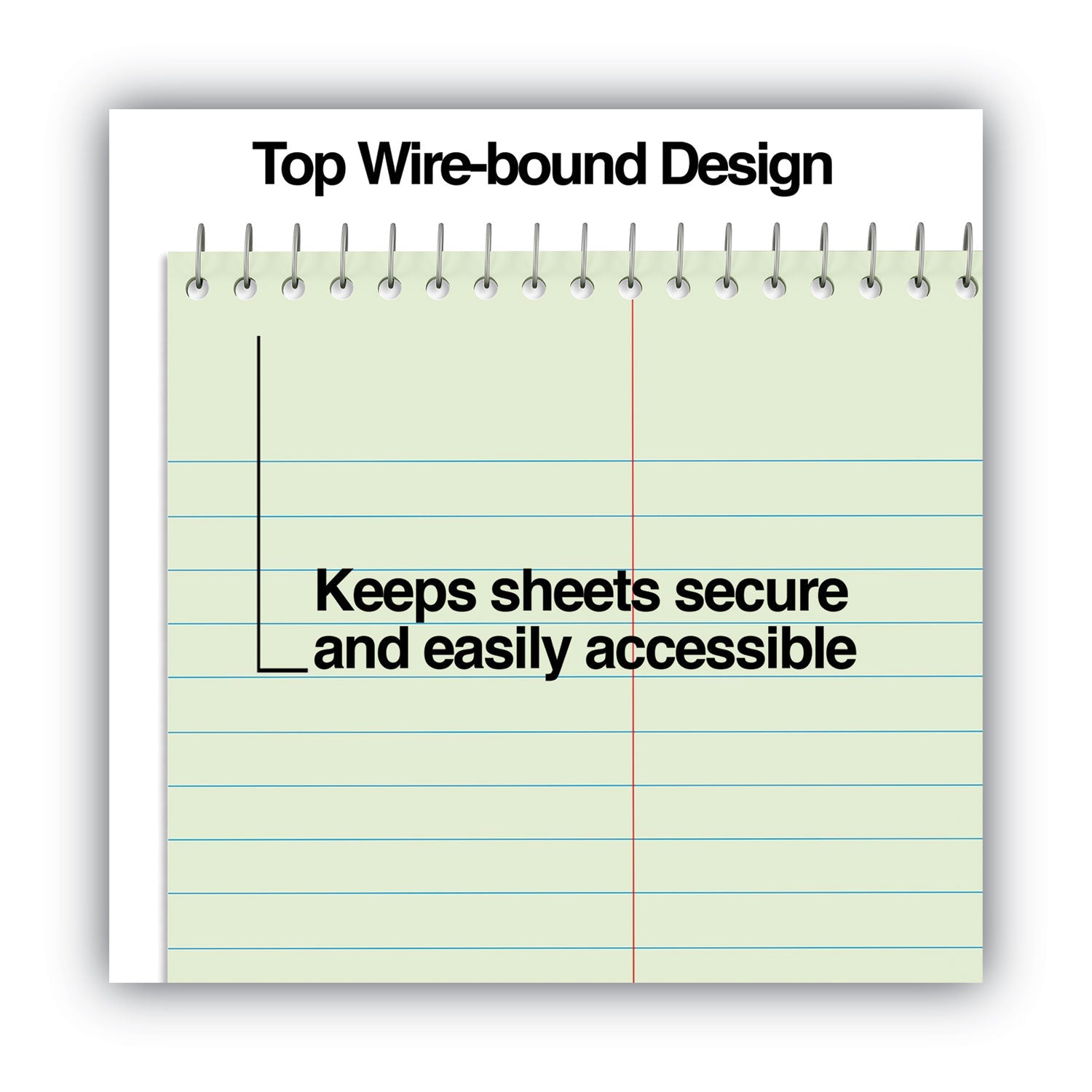 Universal® Steno Pads, Gregg Rule, Red Cover, 80 Green-Tint 6 X 9 Sheets, 6/pack