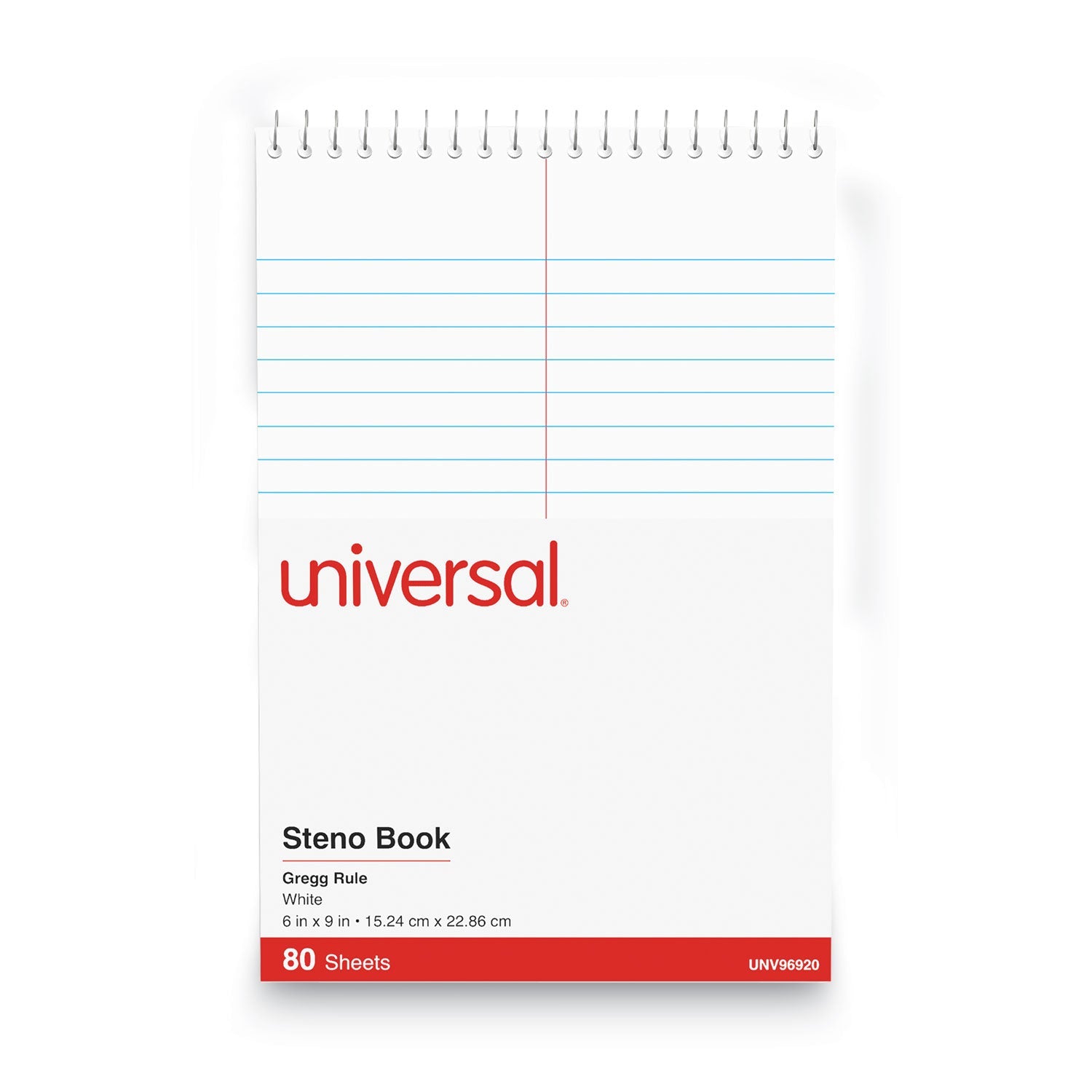 Universal® Steno Pads, Gregg Rule, Red Cover, 80 White 6 X 9 Sheets - Bloom Skins