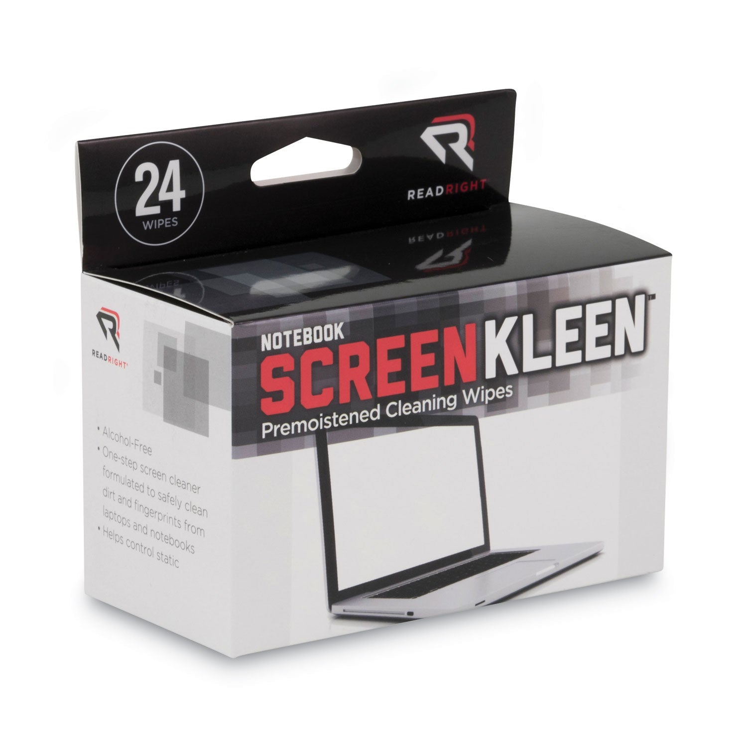 Read Right® Notebook Screenkleen Pads, Cloth, 7 X 5, White, 24/box