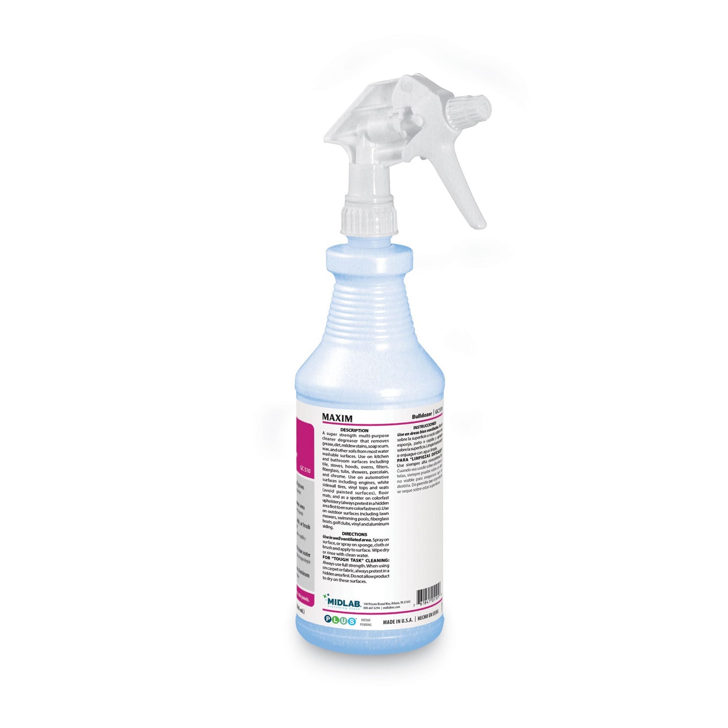 Maxim® Bulldozer Cleaner/Degreaser RTU, Safe-to-Ship, Lemon Scent, 32 oz, 6/Carton