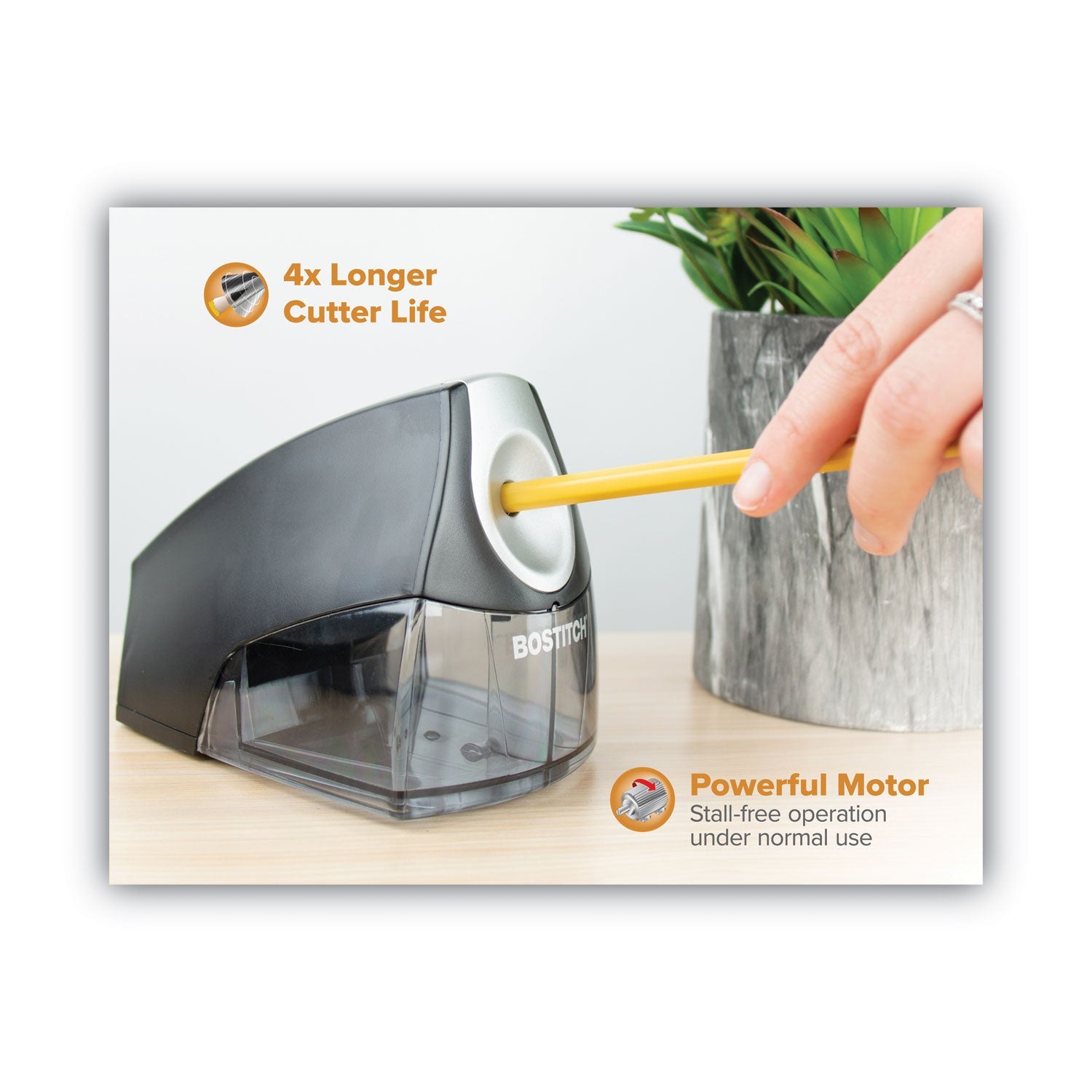 Bostitch® Personal Electric Pencil Sharpener, Ac-Powered, 4.25 X 8.4 X 4, Black