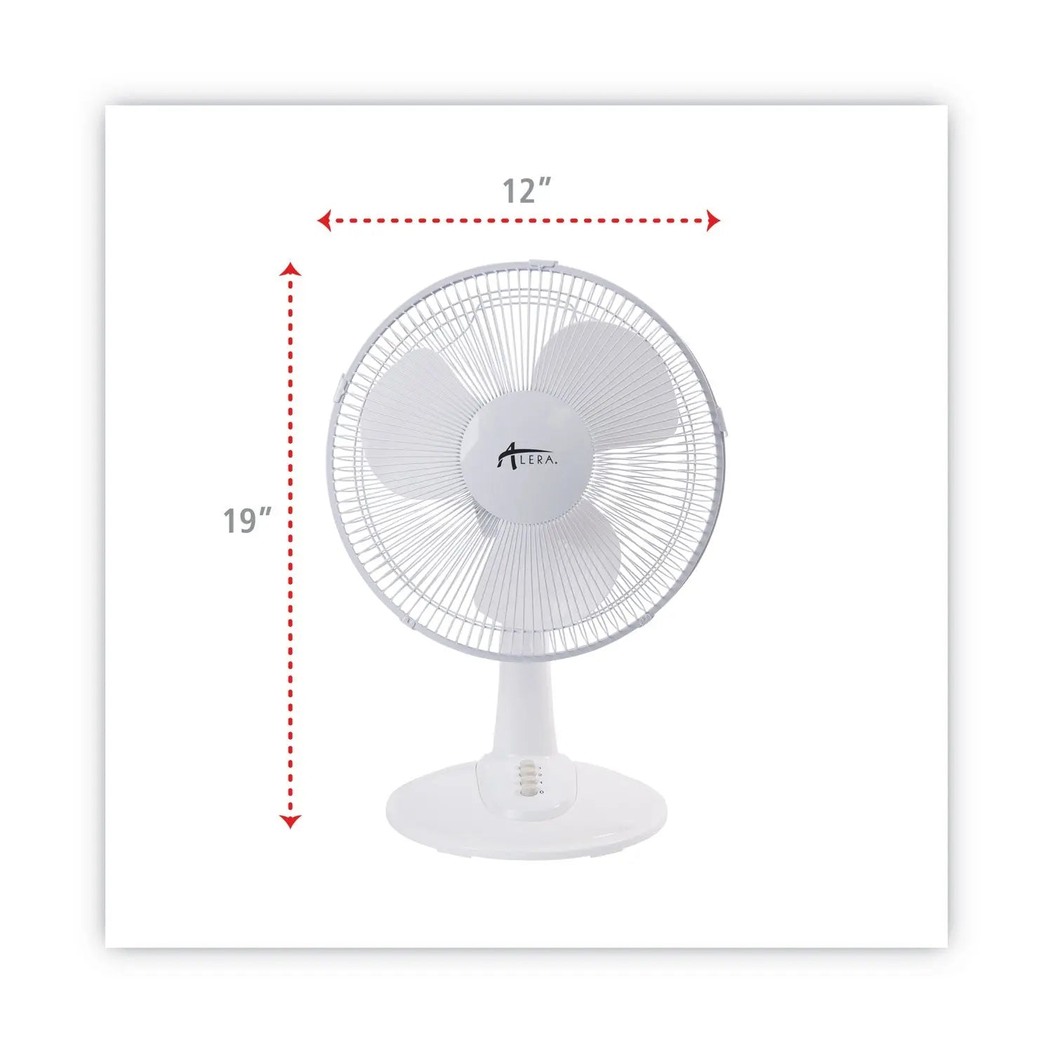 Alera® 12" 3-Speed Oscillating Desk Fan, Plastic, White