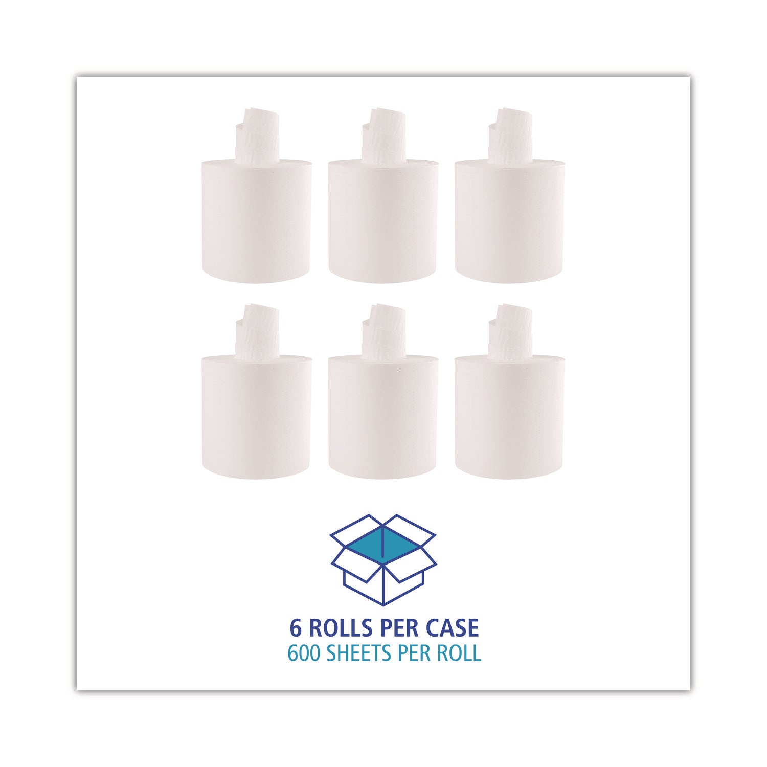 Boardwalk® Center-Pull Roll Towels, 2-Ply, 7.6 x 8.9, White, 600/Roll, 6/Carton