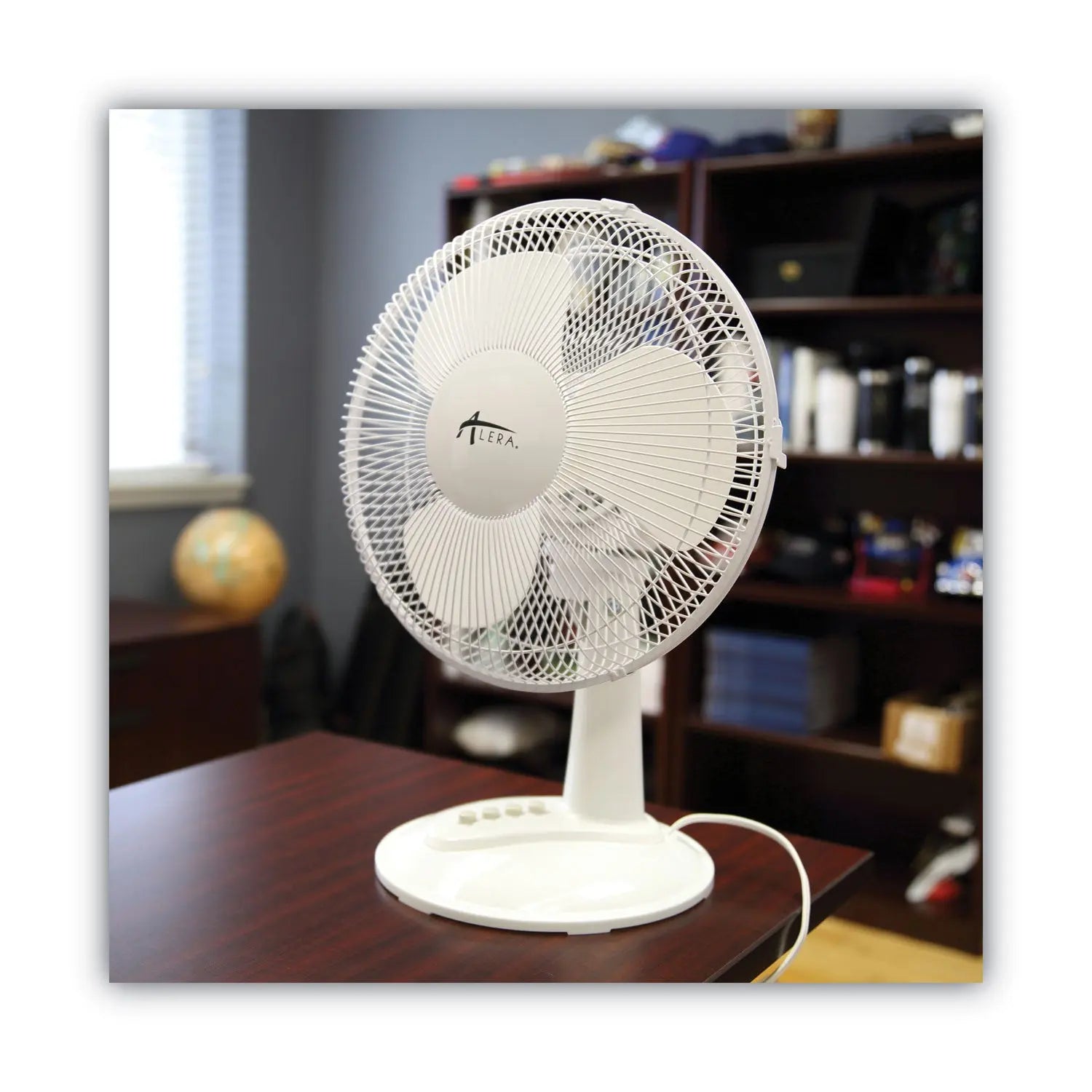 Alera® 12" 3-Speed Oscillating Desk Fan, Plastic, White