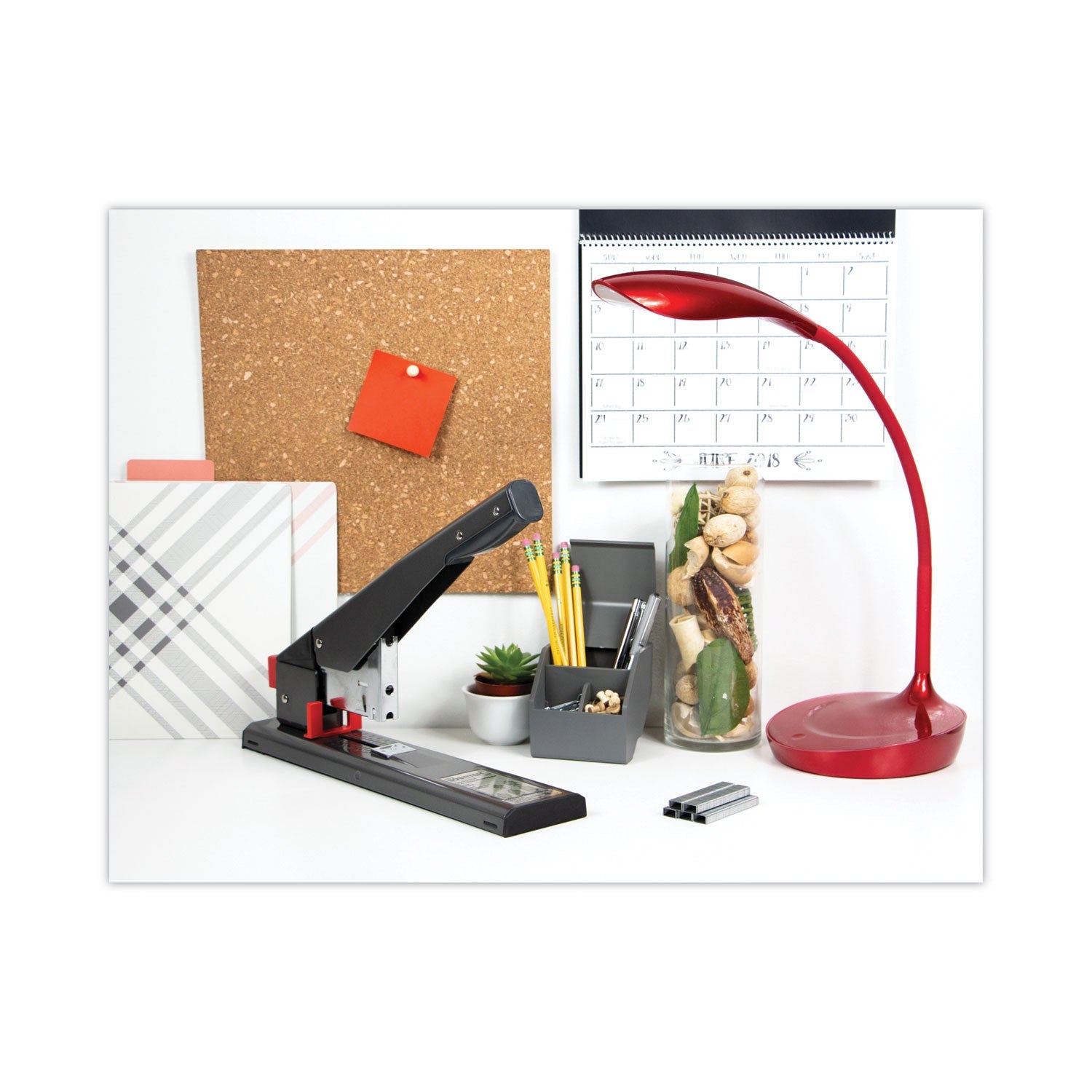 Bostitch® Antimicrobial 215-Sheet Extra Heavy-Duty Stapler, 215-Sheet Capacity, Black