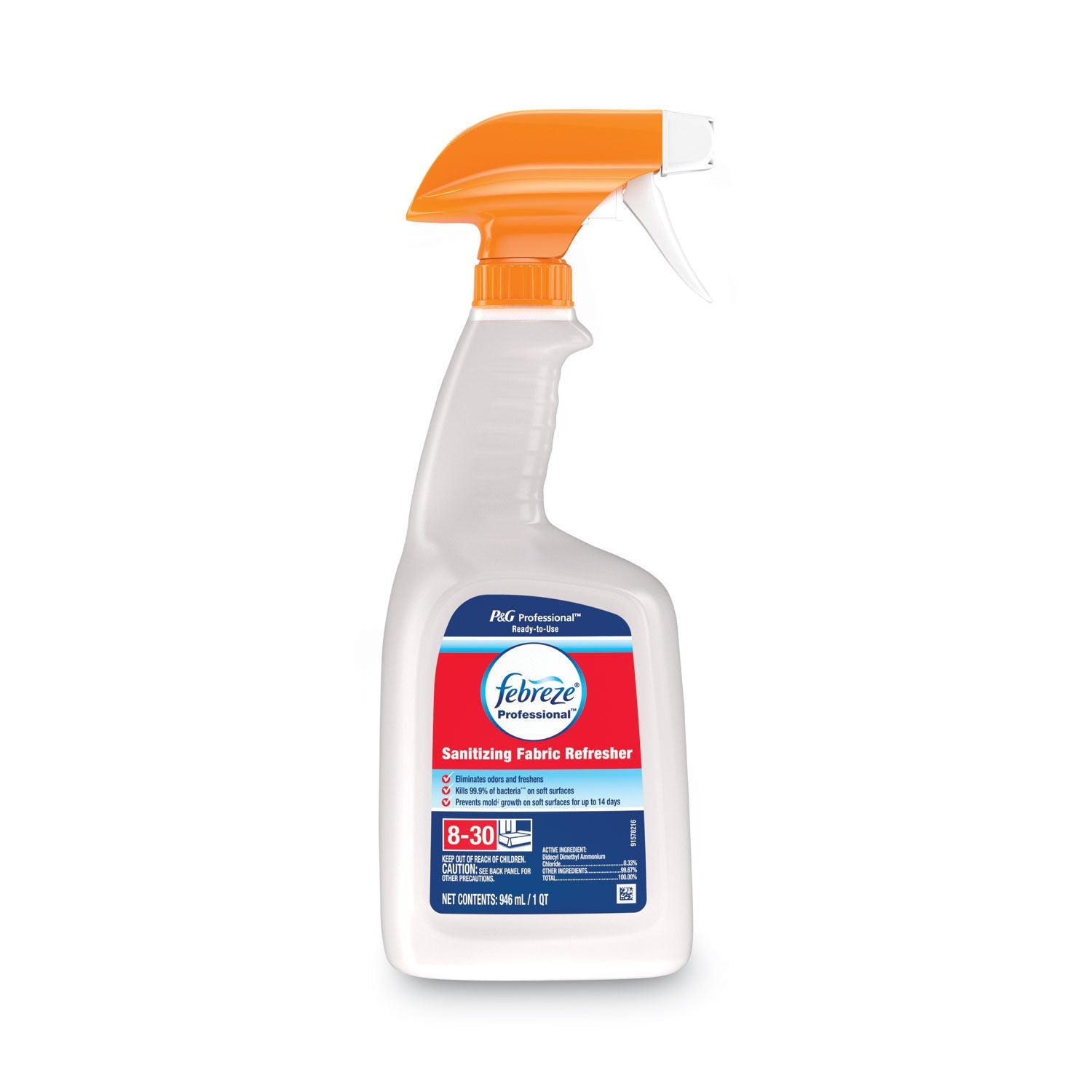 Febreze® Professional Sanitizing Fabric Refresher, Light Scent, 32 Oz Spray Bottle, 6/carton