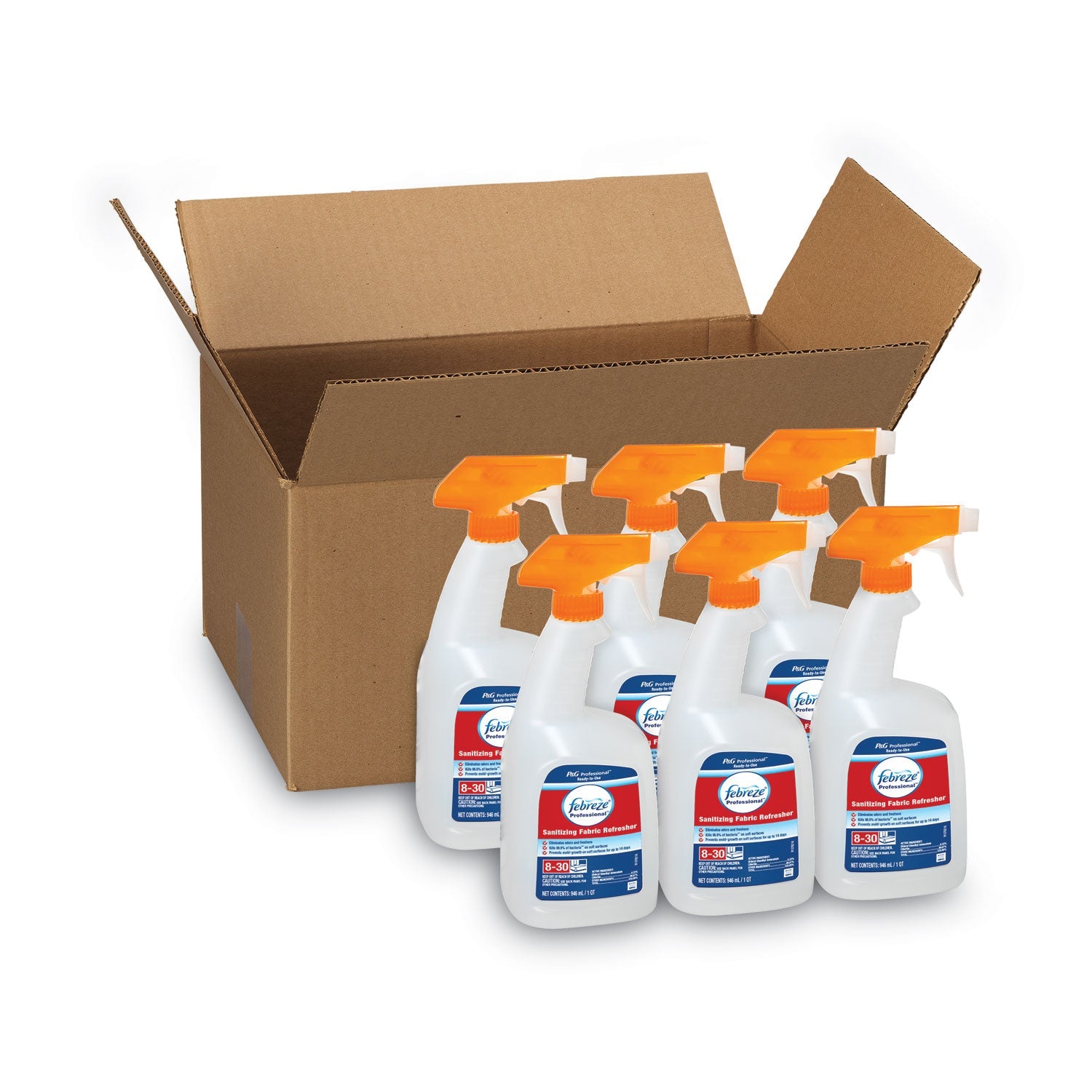 Febreze® Professional Sanitizing Fabric Refresher, Light Scent, 32 Oz Spray Bottle, 6/carton