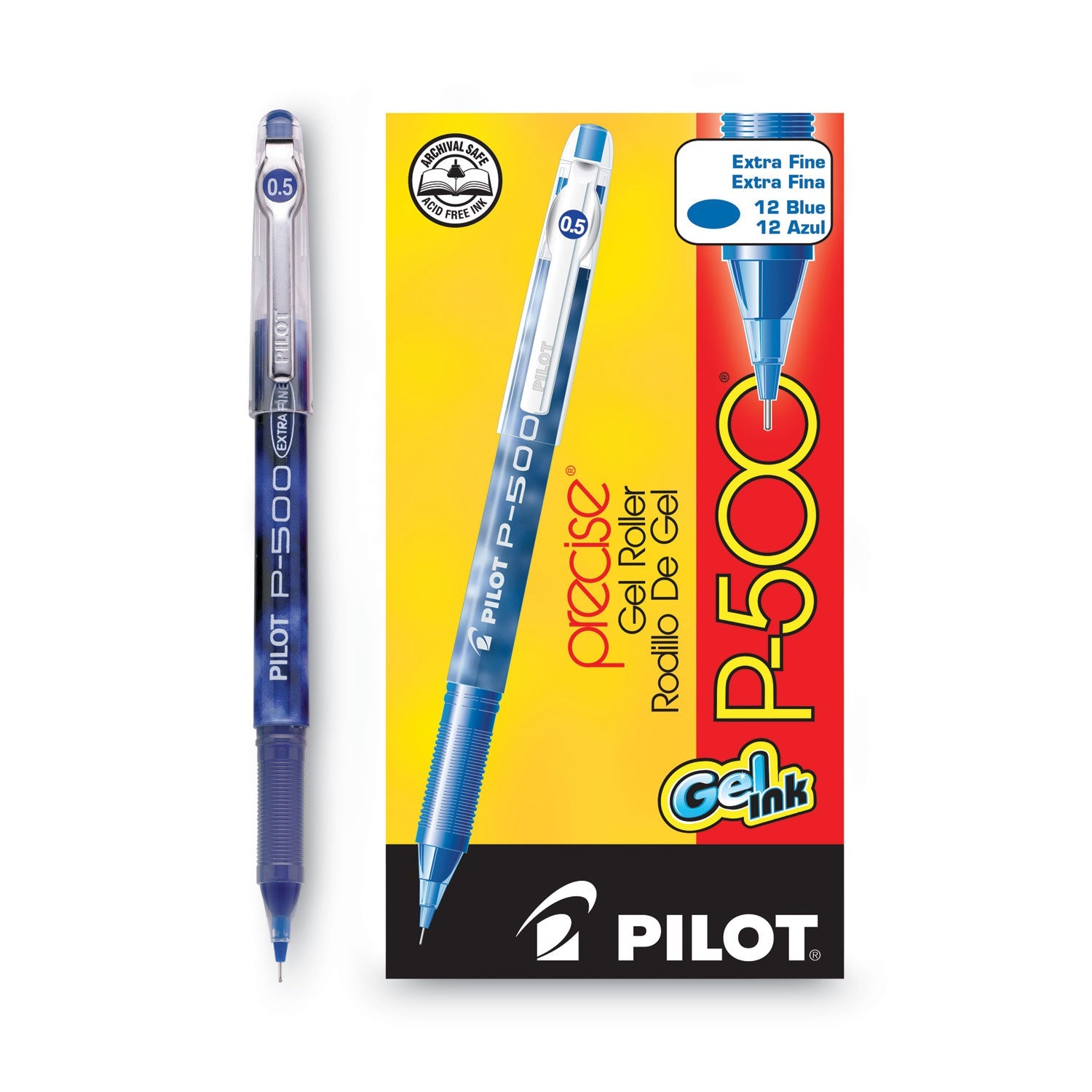 Pilot® Precise P-500 Gel Pen, Stick, Extra-Fine 0.5 Mm, Blue Ink, Blue Barrel, Dozen