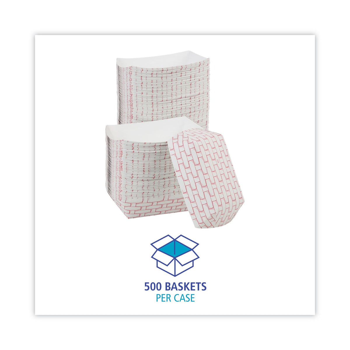 Boardwalk® Paper Food Baskets, 2.5 Lb Capacity, Red/white, 500/carton