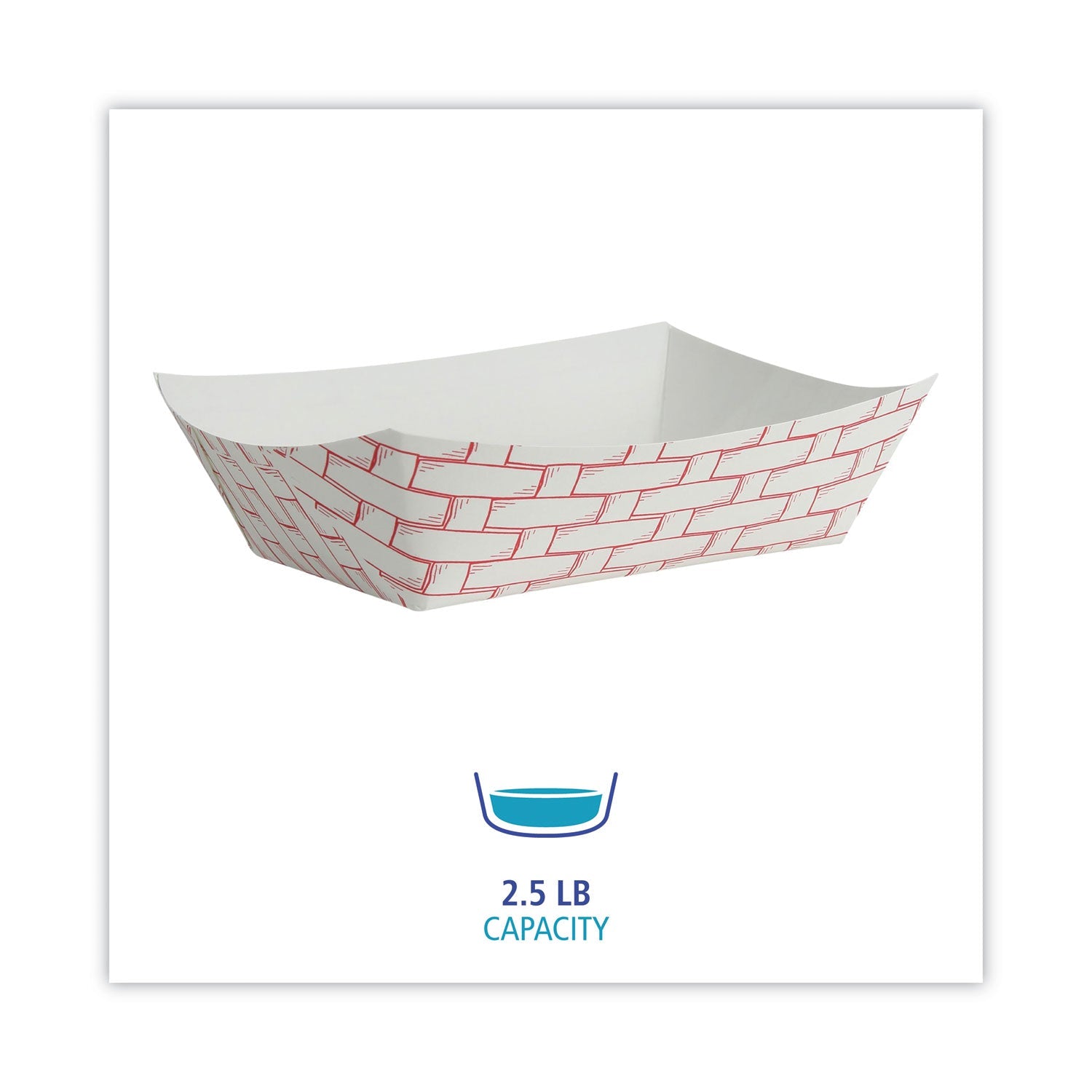 Boardwalk® Paper Food Baskets, 2.5 Lb Capacity, Red/white, 500/carton