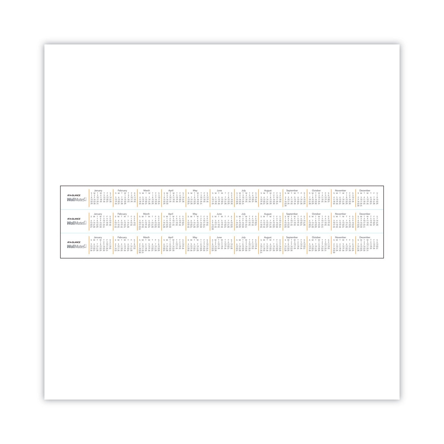 AT-A-GLANCE® Wallmates Self-Adhesive Dry Erase Weekly Planning Surfaces, 18 X 24, White/gray/orange Sheets, Undated