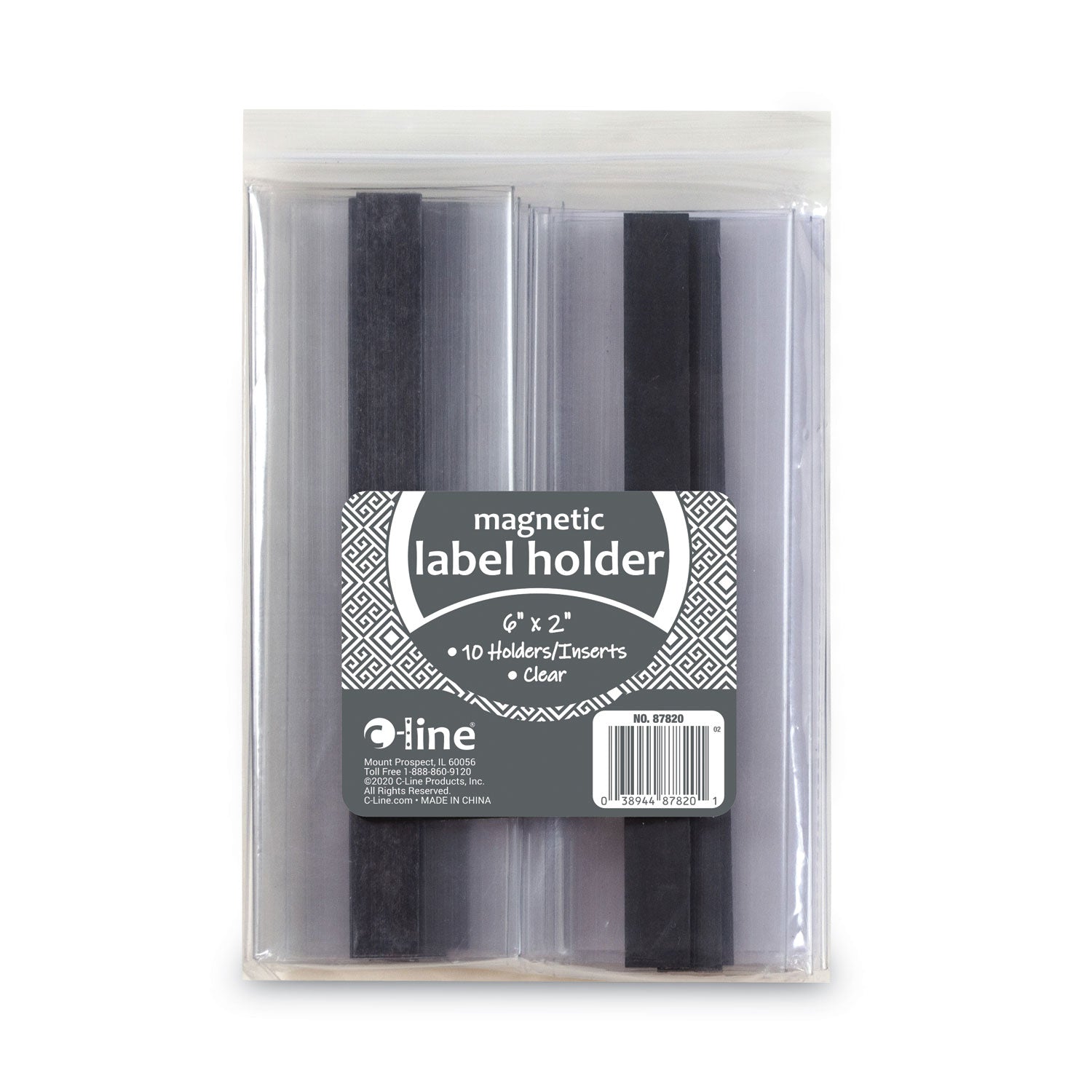 C-Line® Clear Magnetic Label Holders, Side Load, 6 x 2, 10/Pack