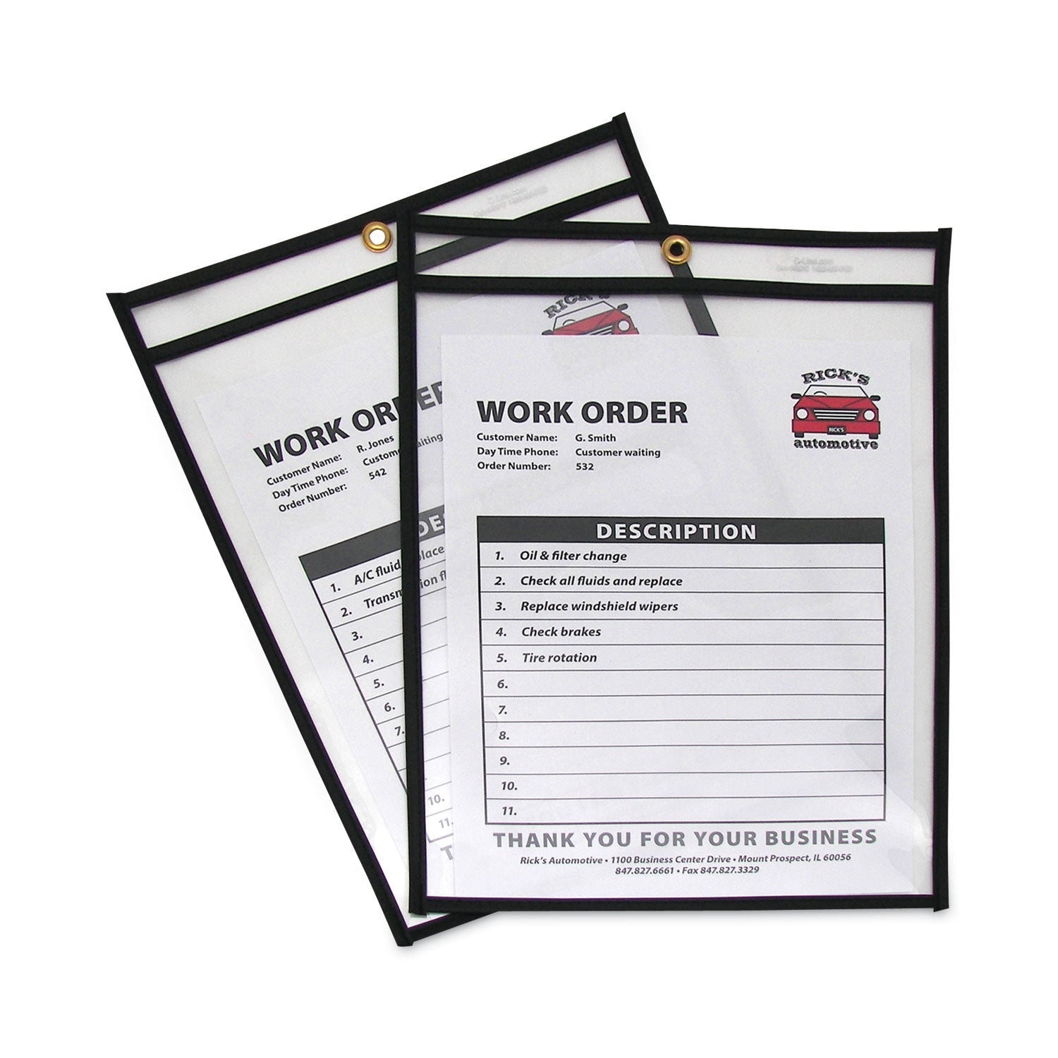 C-Line® Shop Ticket Holders, Stitched, Both Sides Clear, 75 Sheets, 9 X 12, 25/box