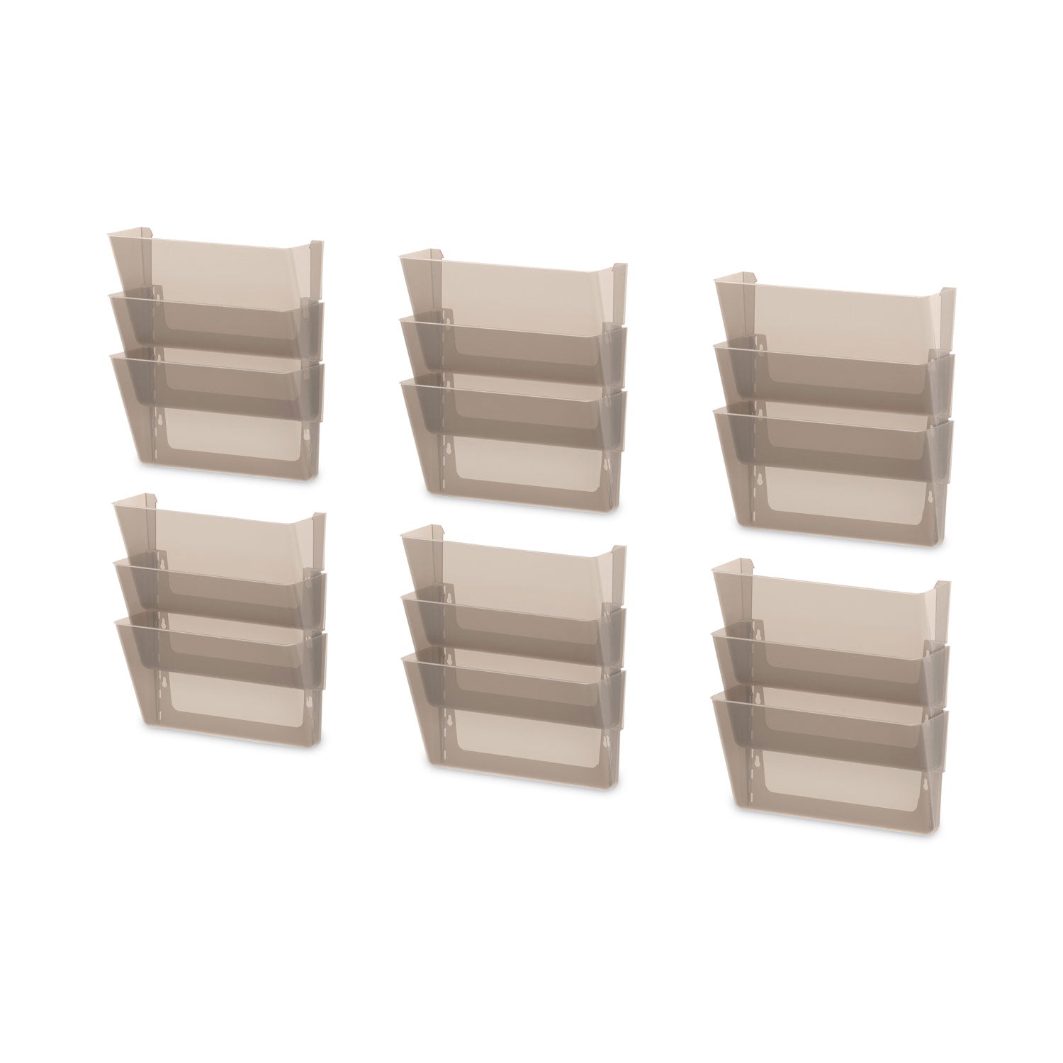 Storex Wall File, 3 Sections, Letter Size, 13" x 4" x 14", Smoke, 3/Set