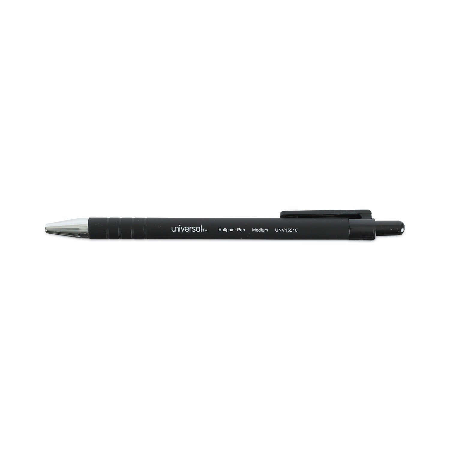 Universal™ Ballpoint Pen, Retractable, Medium 1 Mm, Black Ink, Black Barrel, Dozen