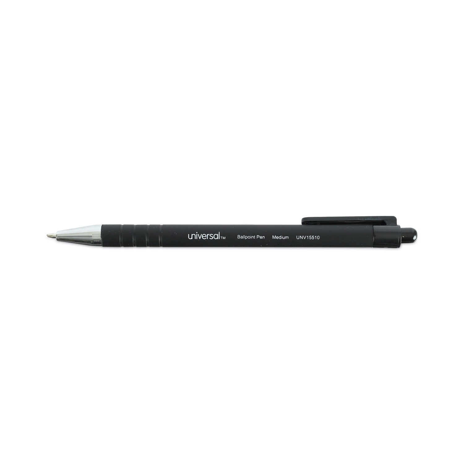 Universal™ Ballpoint Pen, Retractable, Medium 1 Mm, Black Ink, Black Barrel, Dozen