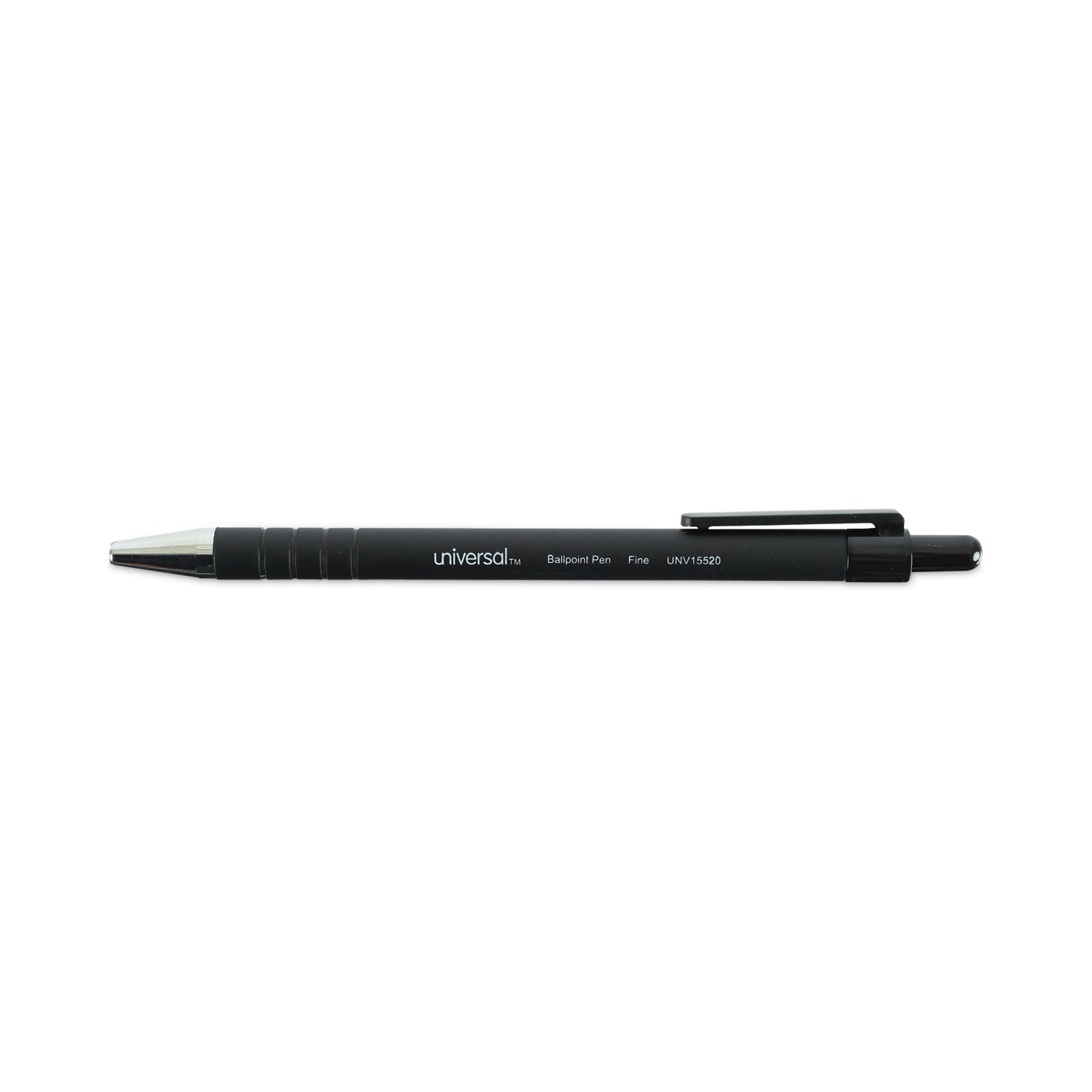 Universal™ Ballpoint Pen, Retractable, Fine 0.7 Mm, Black Ink, Black Barrel, Dozen