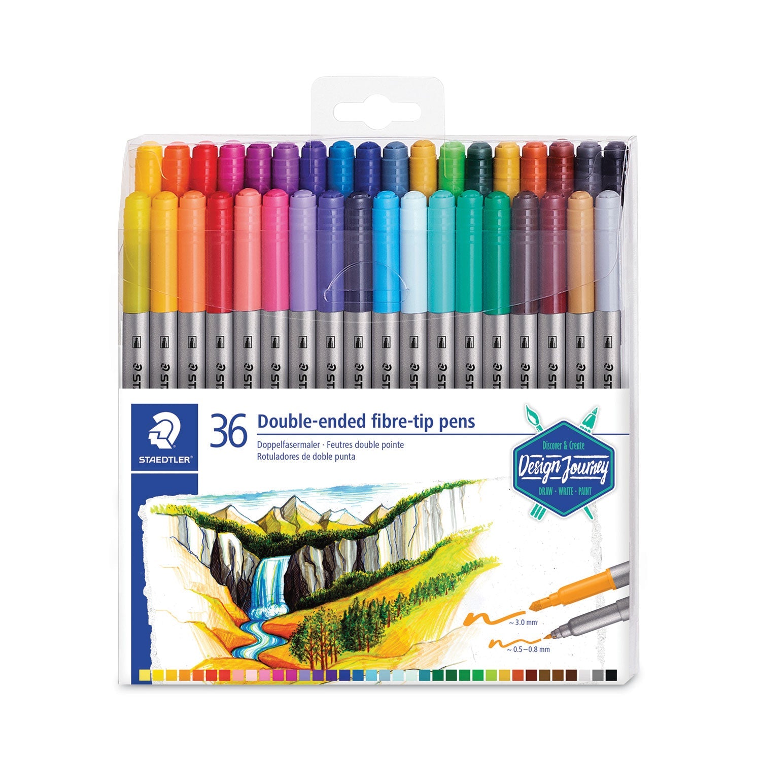 Staedtler® Double Ended Markers, Assorted Bullet Tips, Assorted Colors, 36/pack