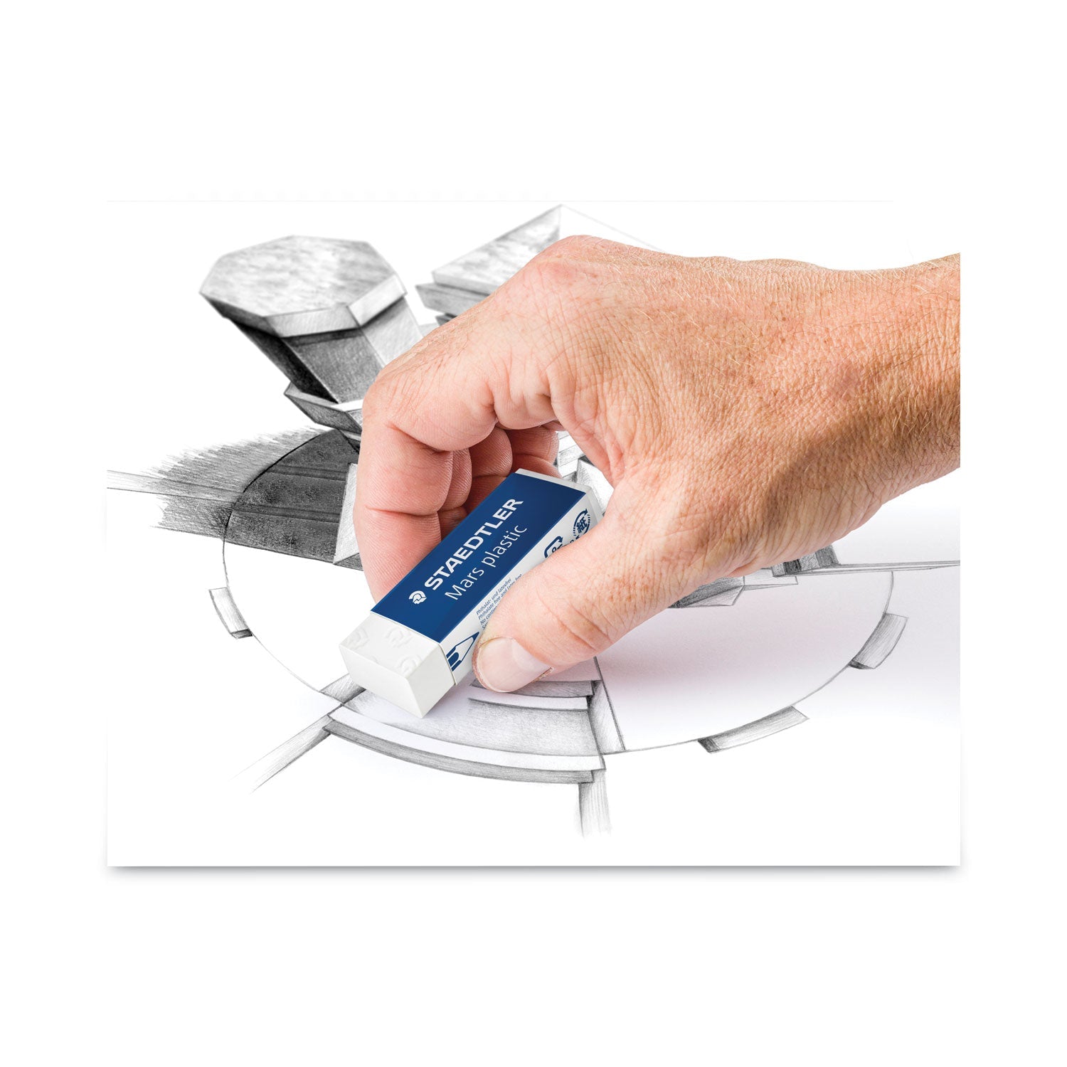 Staedtler® Mars Eraser, For Pencil/ink Marks, Rectangular Block, Large, White, 20/box