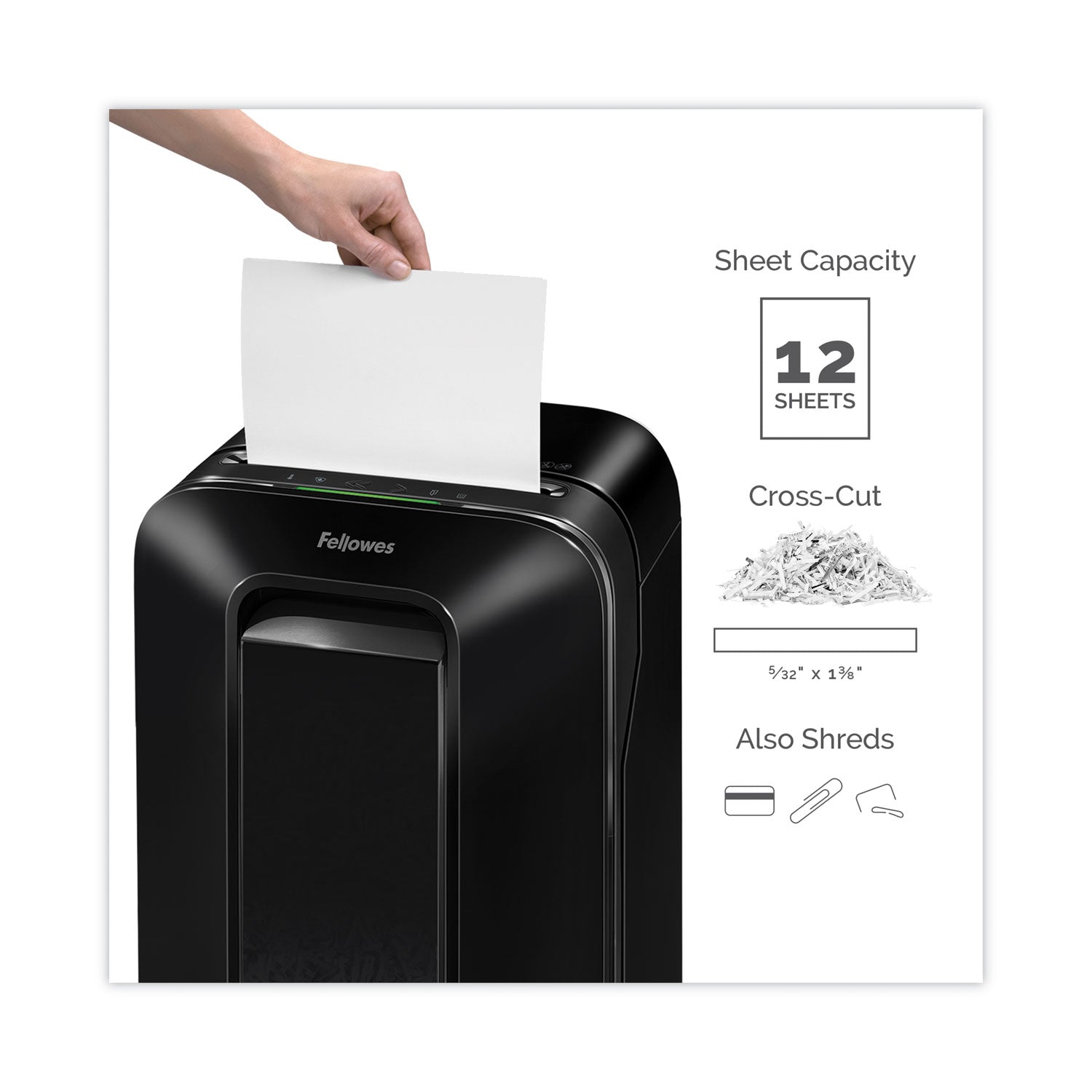 Fellowes® Powershred Lx170 Cross-Cut Shredder, 12 Manual Sheet Capacity