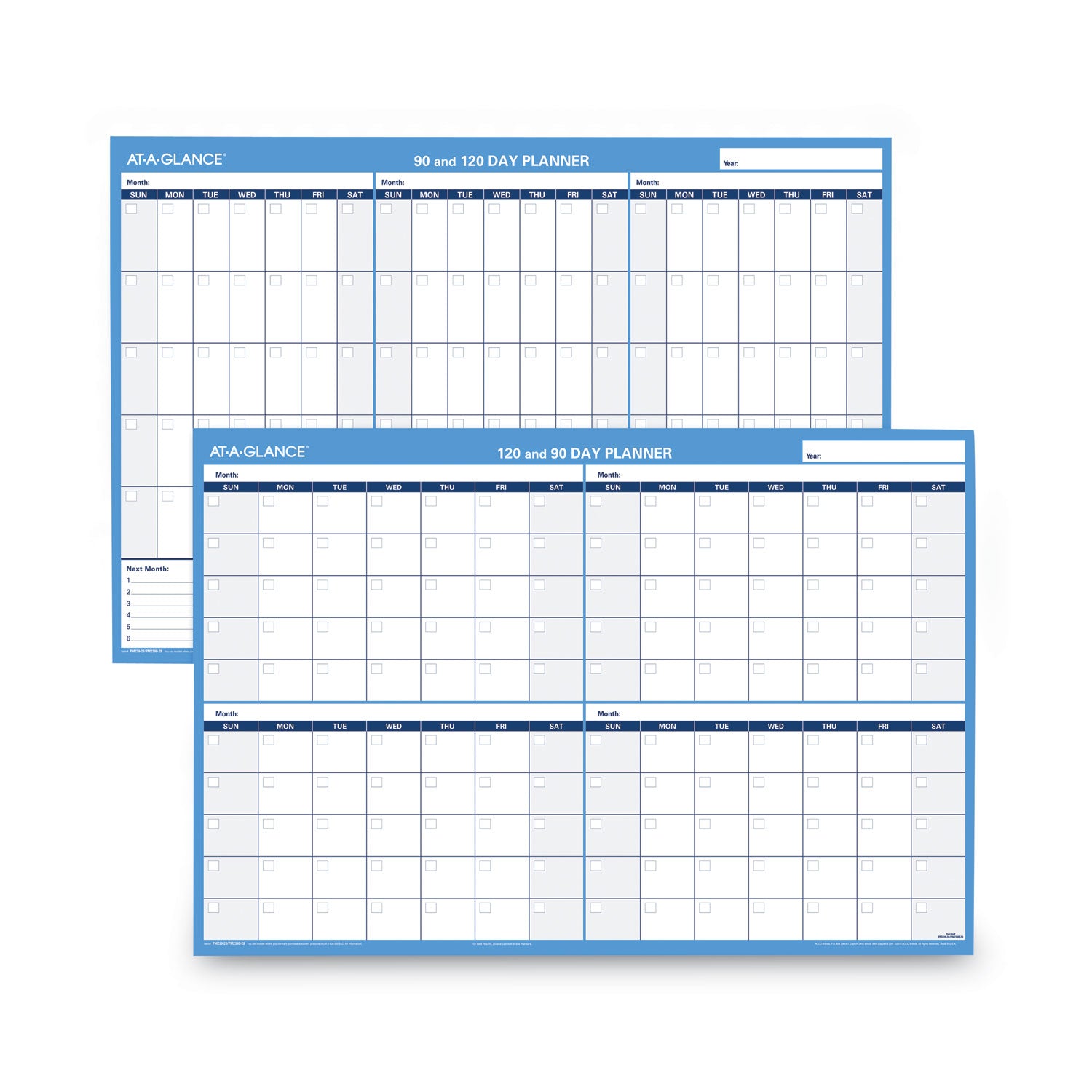 AT-A-GLANCE® 90/120-Day Undated Horizontal Erasable Wall Planner, 36 X 24, White/blue Sheets, Undated
