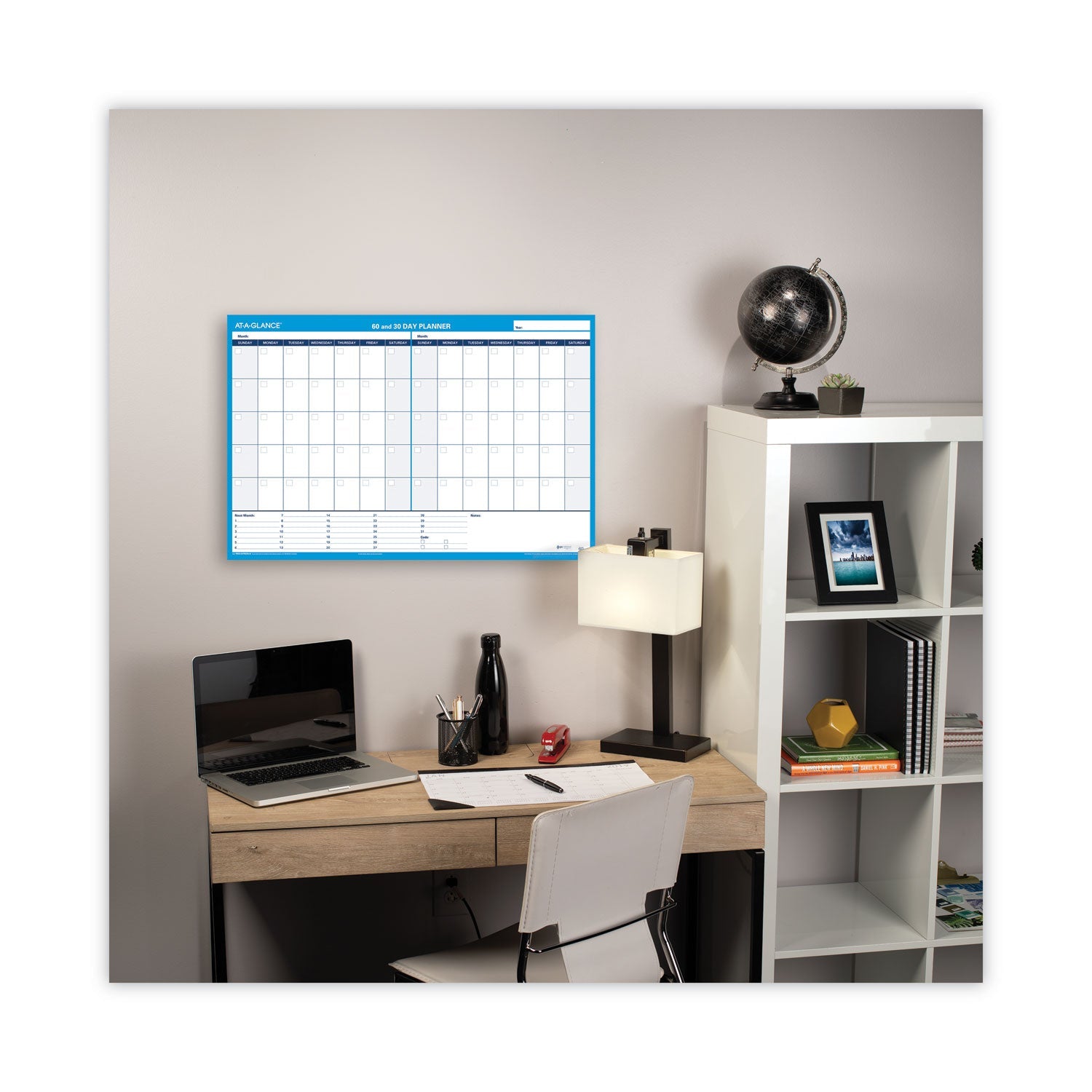 AT-A-GLANCE® 90/120-Day Undated Horizontal Erasable Wall Planner, 36 X 24, White/blue Sheets, Undated